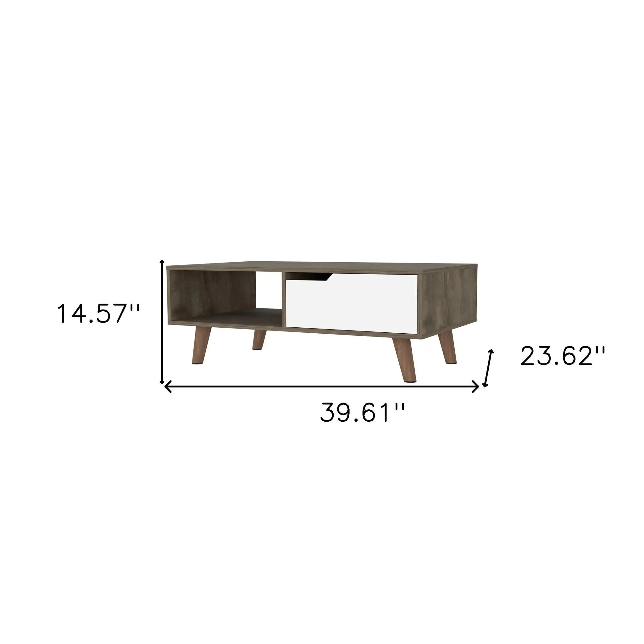 40" Natural And Dark Brown And White Wood Rectangular Coffee Table With Shelf Homeroots Living Room