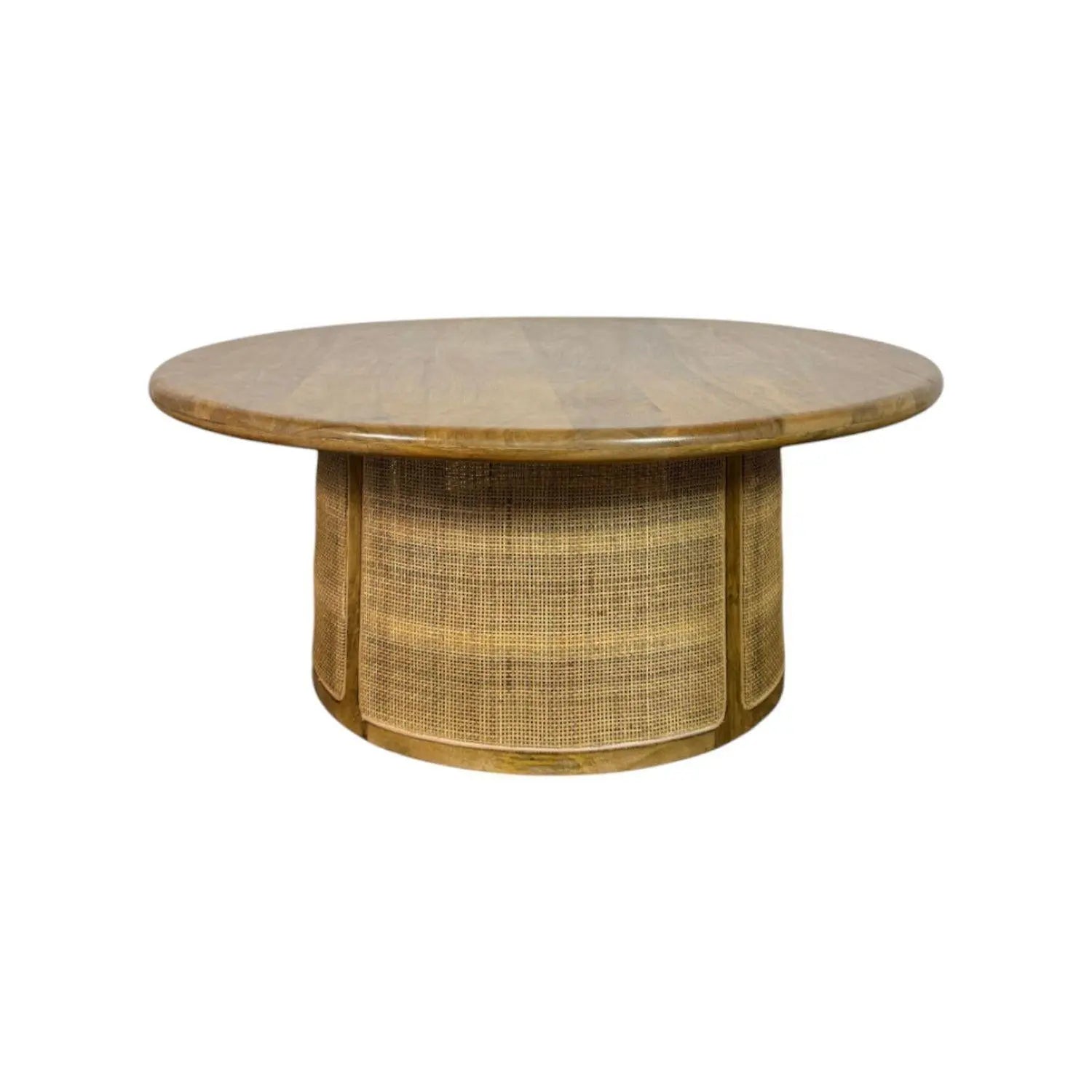 40" Natural Solid Wood Round Drum Coffee Table Homeroots Living Room