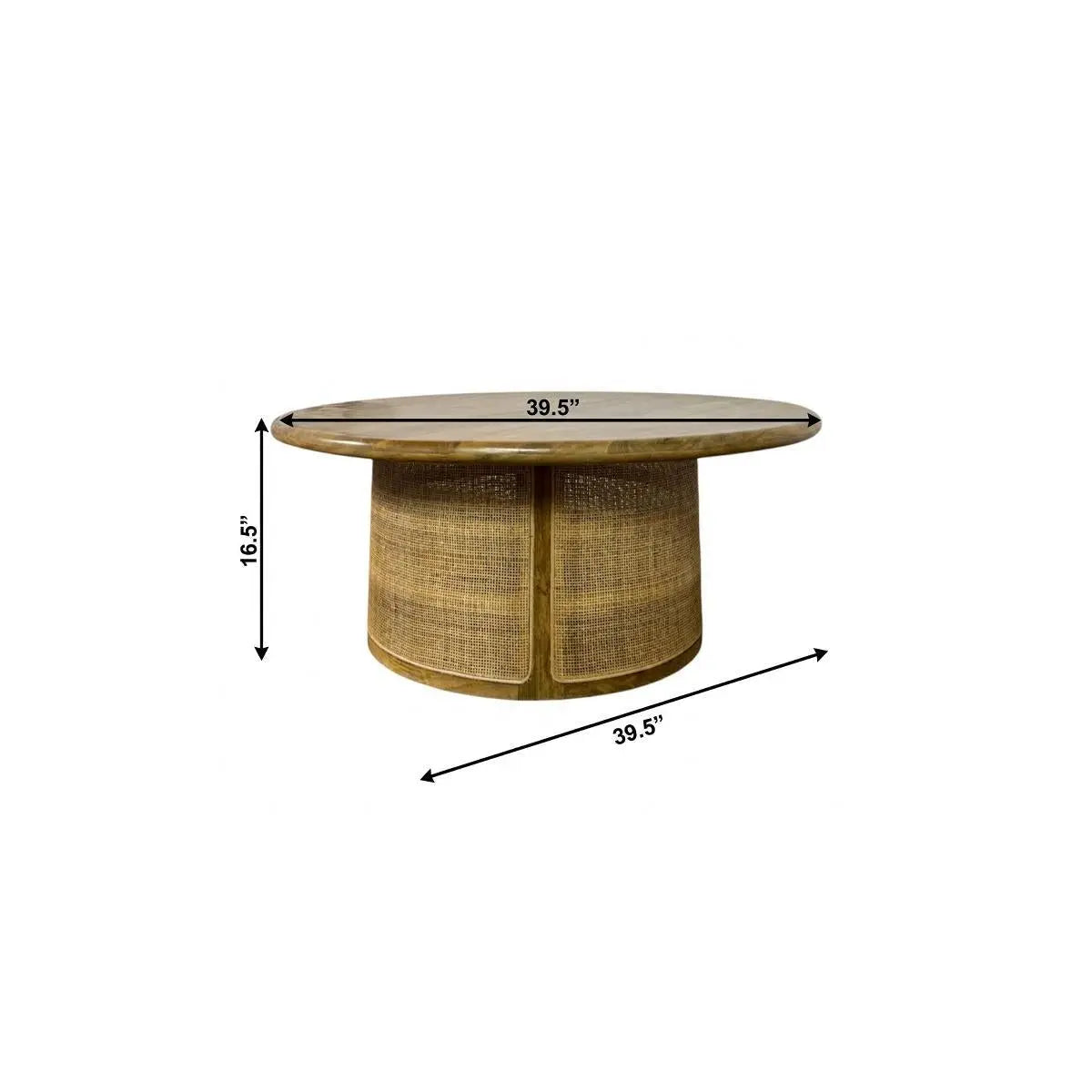 40" Natural Solid Wood Round Drum Coffee Table Homeroots Living Room