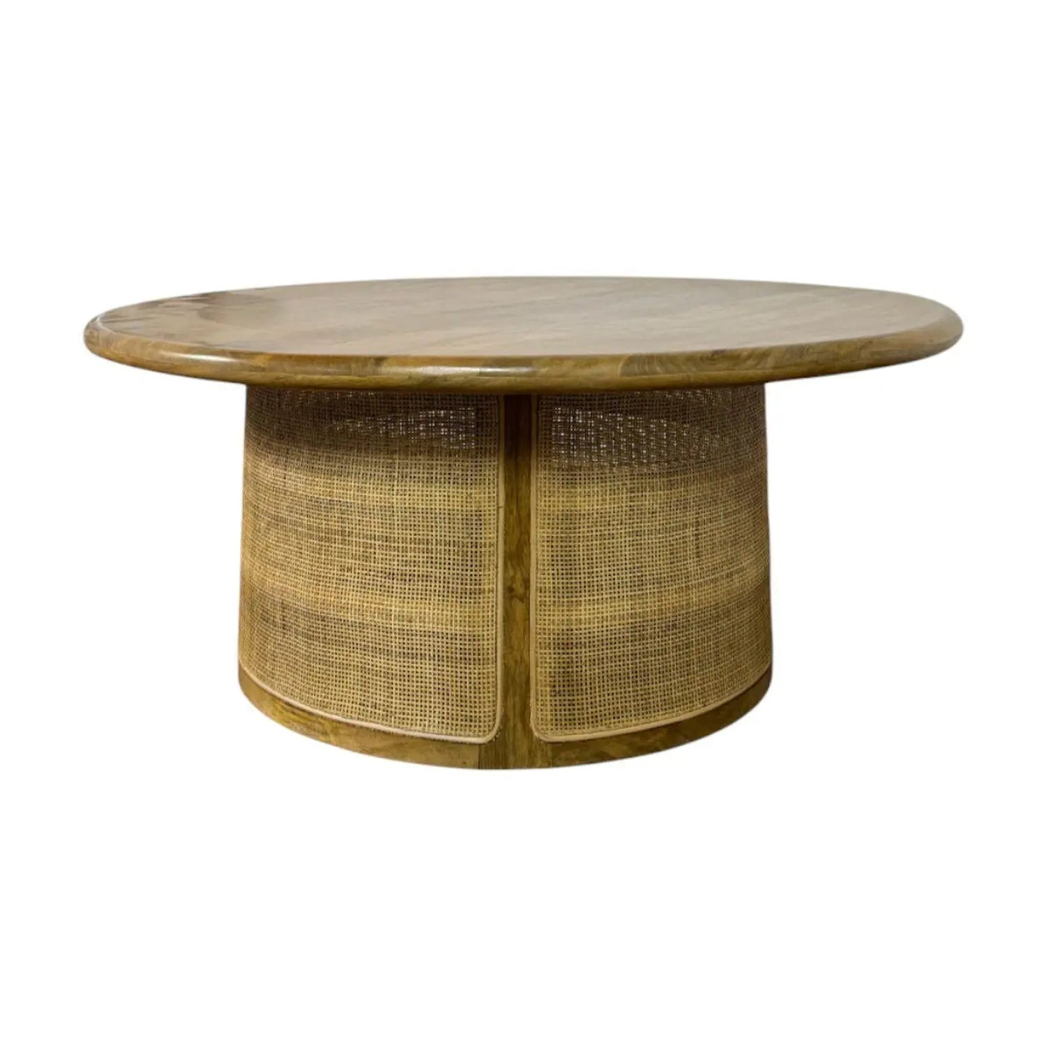 40" Natural Solid Wood Round Drum Coffee Table Homeroots Living Room