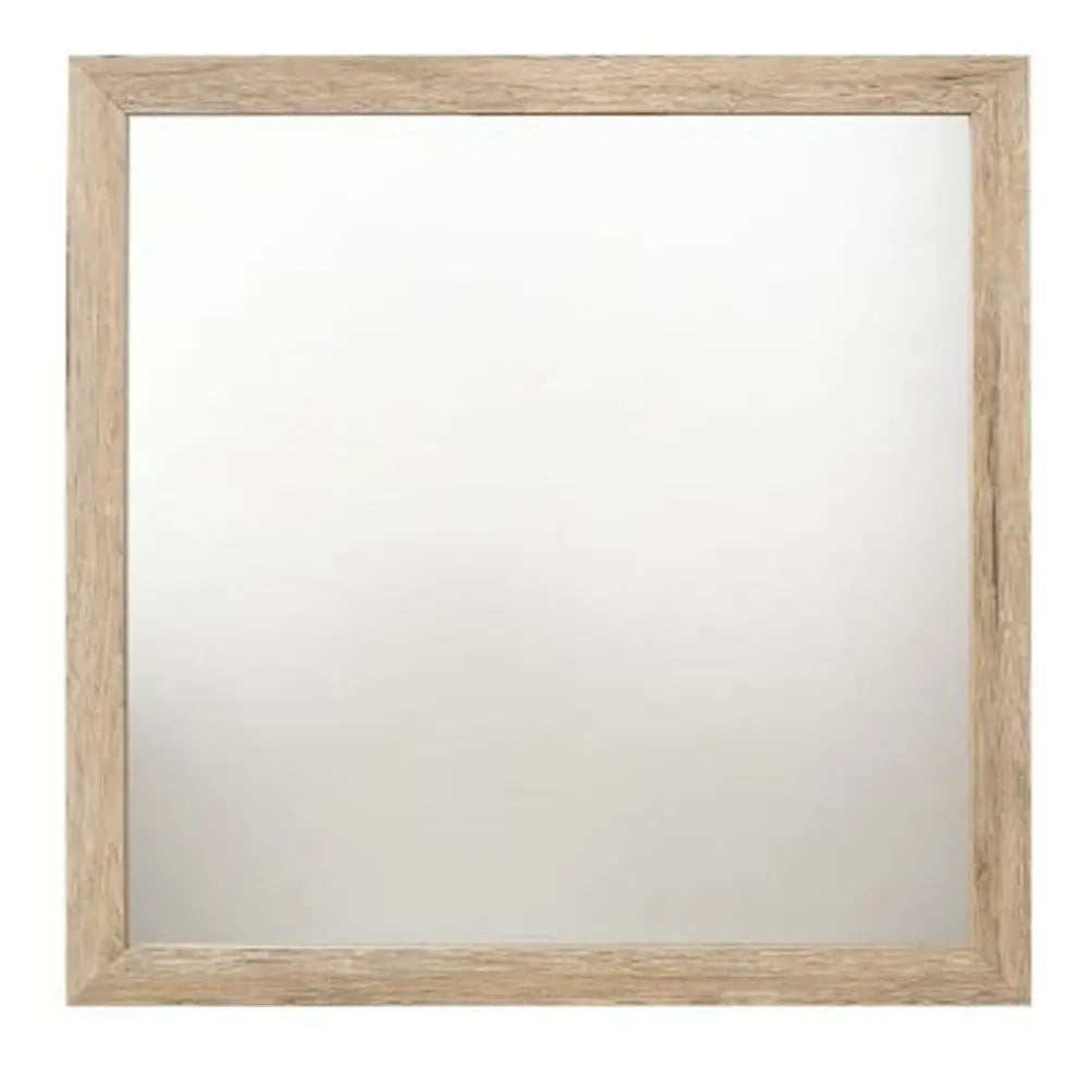 40" Natural Square Wood Framed Accent Mirror Homeroots Bed & Bath