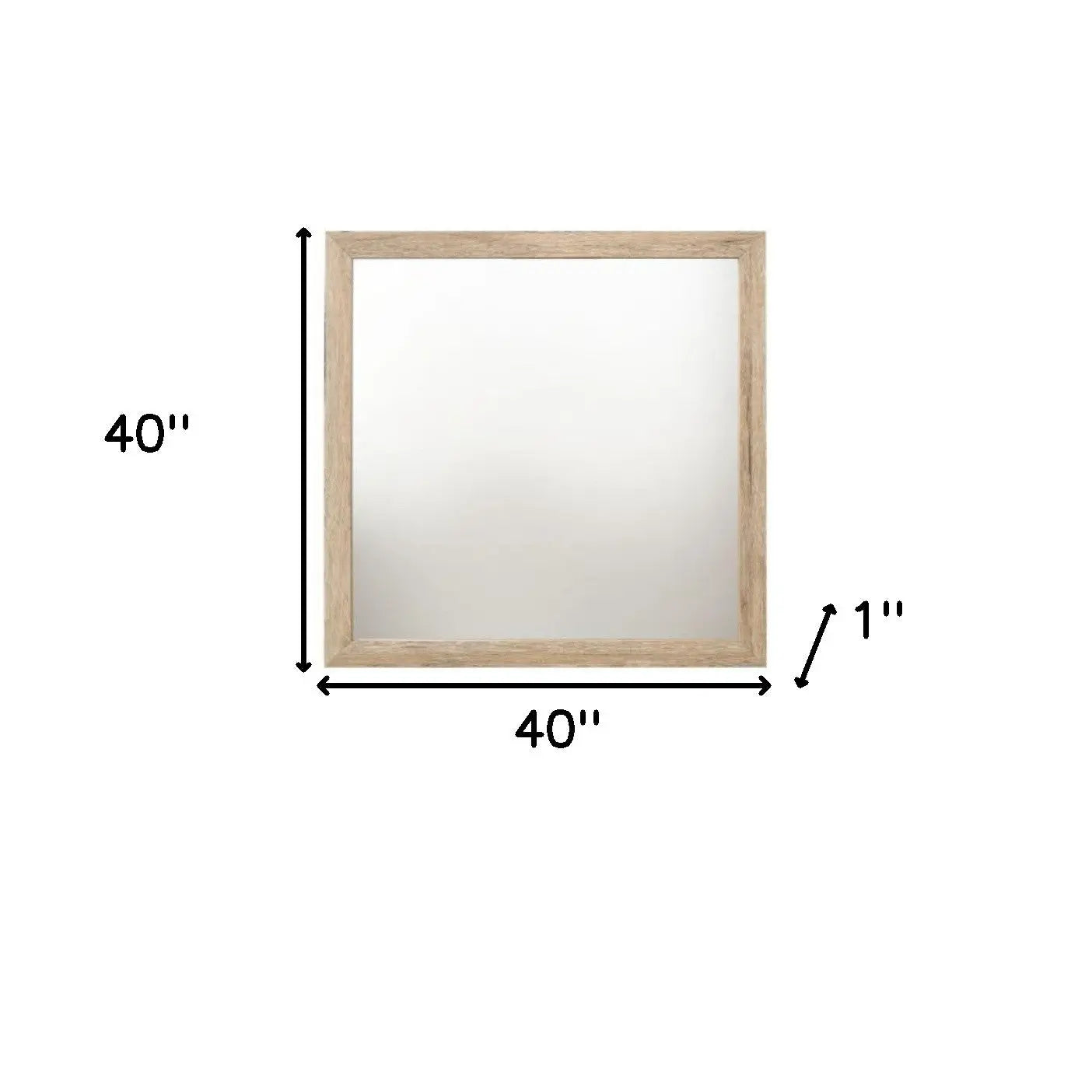 40" Natural Square Wood Framed Accent Mirror Homeroots Bed & Bath
