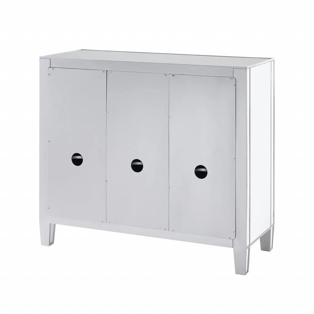 40" Silver Glass Three Drawer Sideboard with Three Doors Homeroots Kitchen & Dining