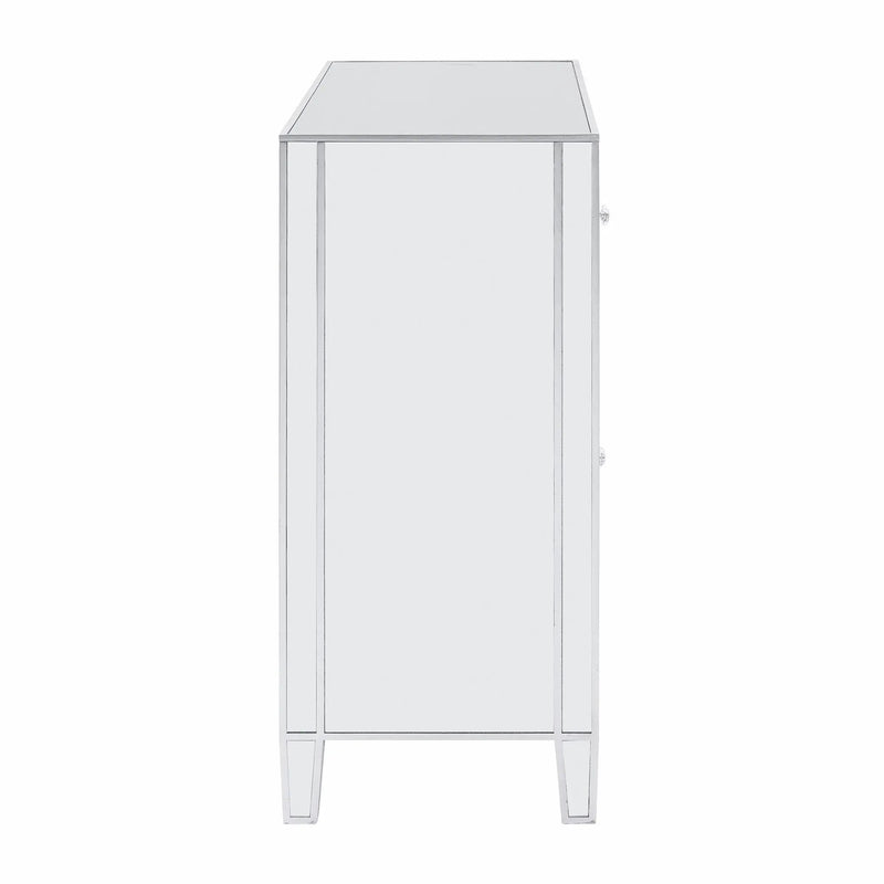 40" Silver Glass Three Drawer Sideboard with Three Doors Homeroots Kitchen & Dining