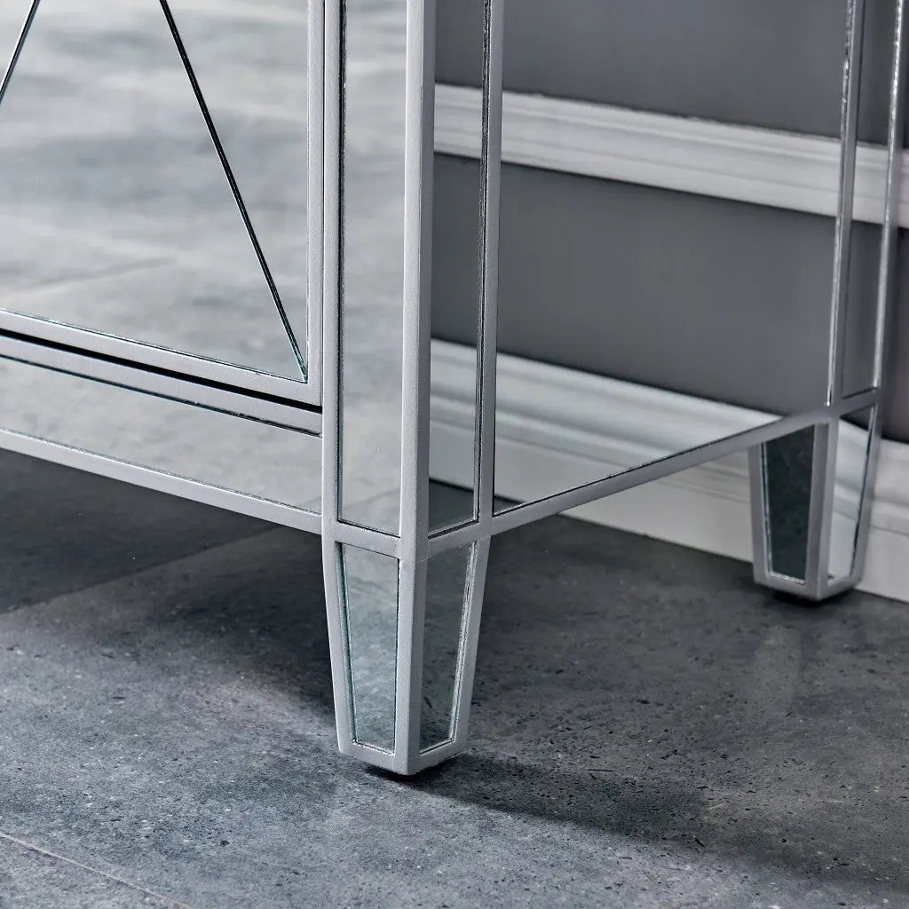 40" Silver Glass Three Drawer Sideboard with Three Doors Homeroots Kitchen & Dining
