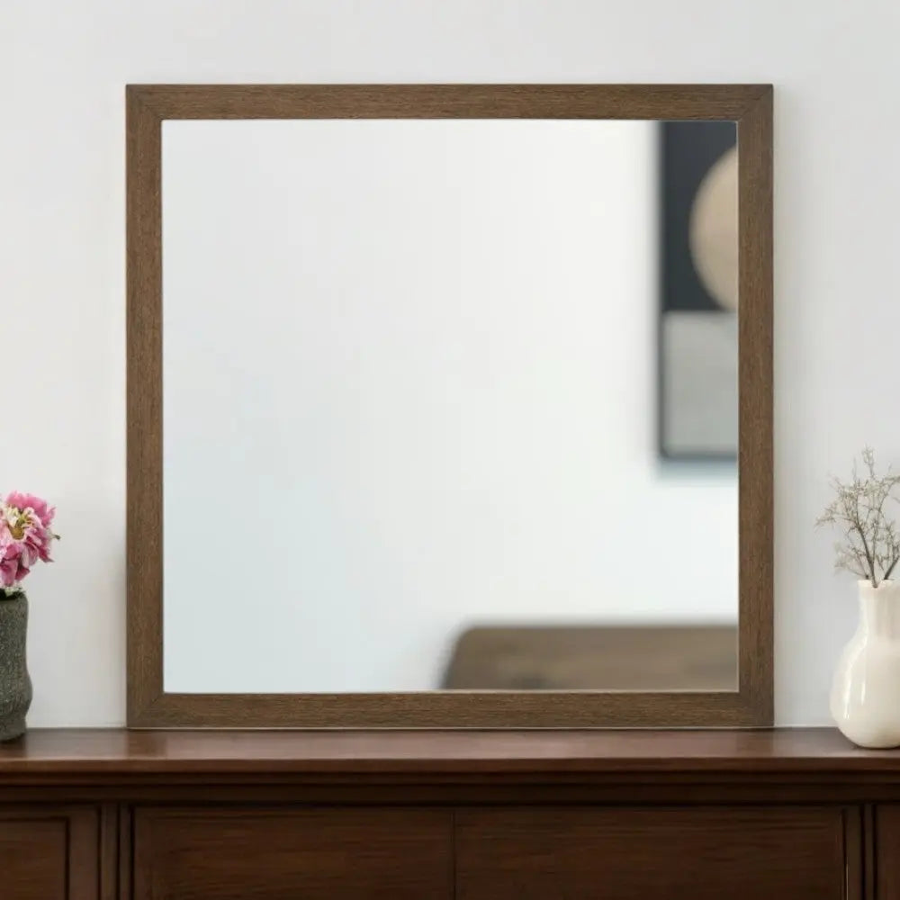 40" Square Wood Framed Accent Mirror Homeroots Bed & Bath