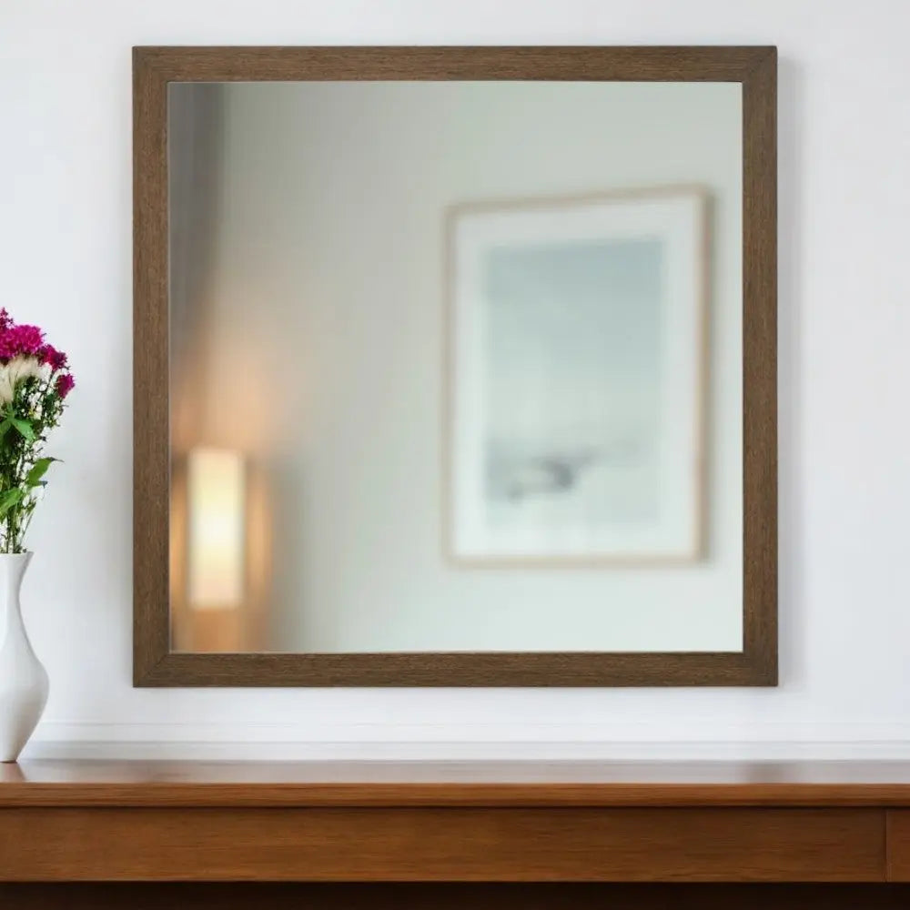 40" Square Wood Framed Accent Mirror Homeroots Bed & Bath
