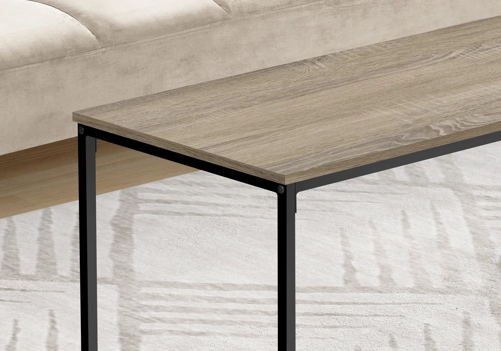 40" Taupe And Black Metal Coffee Table Homeroots Living Room