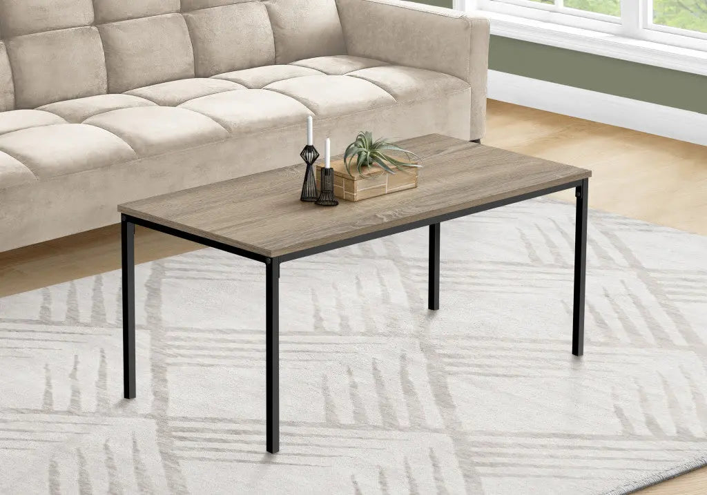 40" Taupe And Black Metal Coffee Table Homeroots Living Room