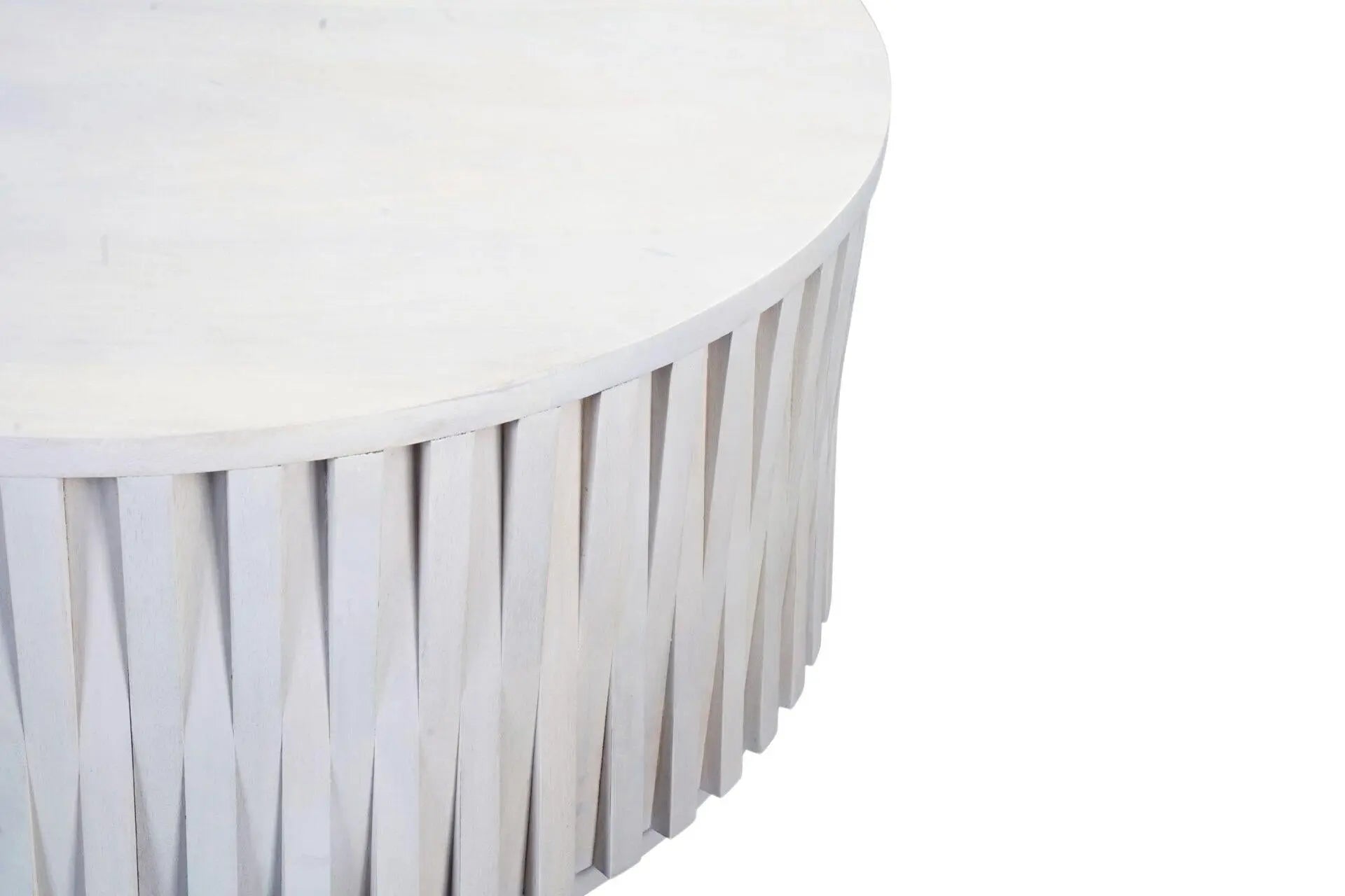 40" White Solid Wood Round Solid Drum Coffee Table Homeroots Living Room