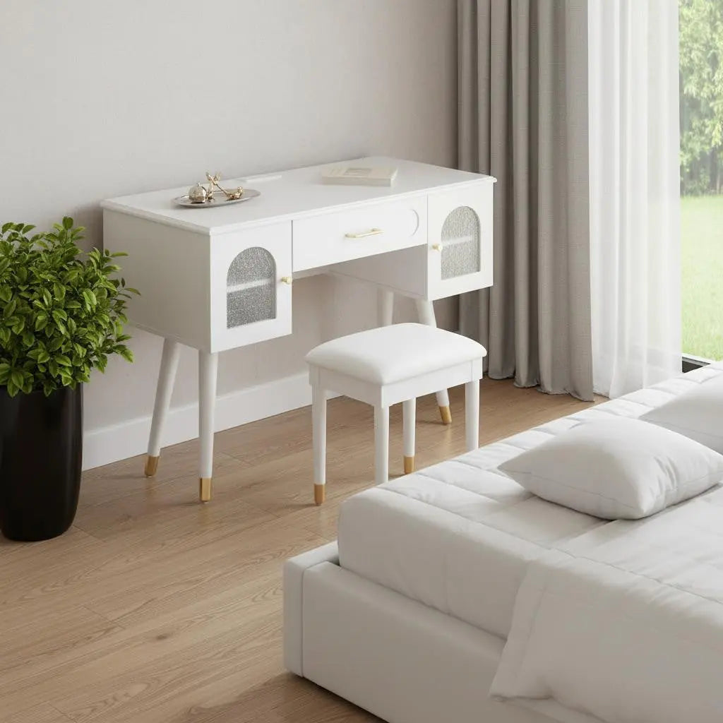 40" White Wood Vanity Table Homeroots Living Room