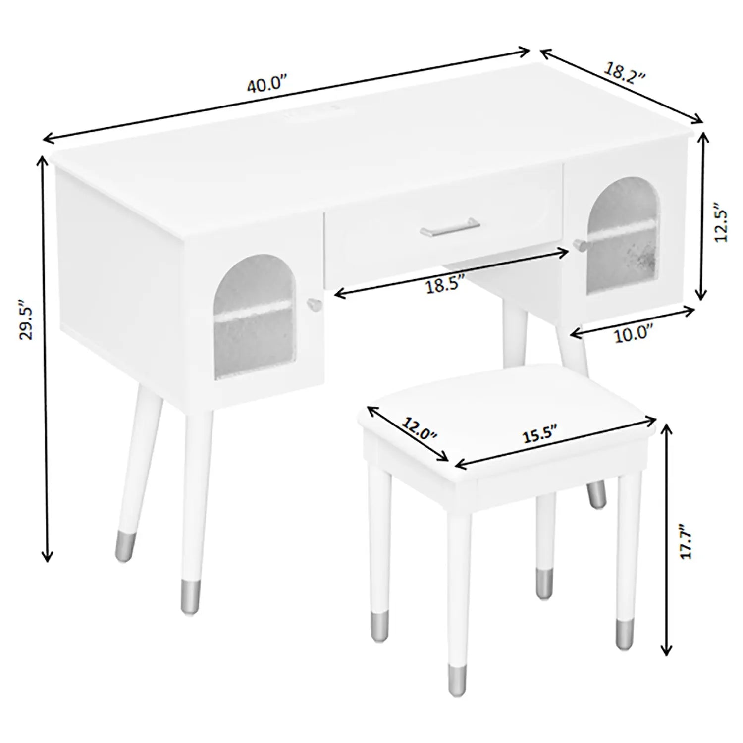 40" White Wood Vanity Table Homeroots Living Room