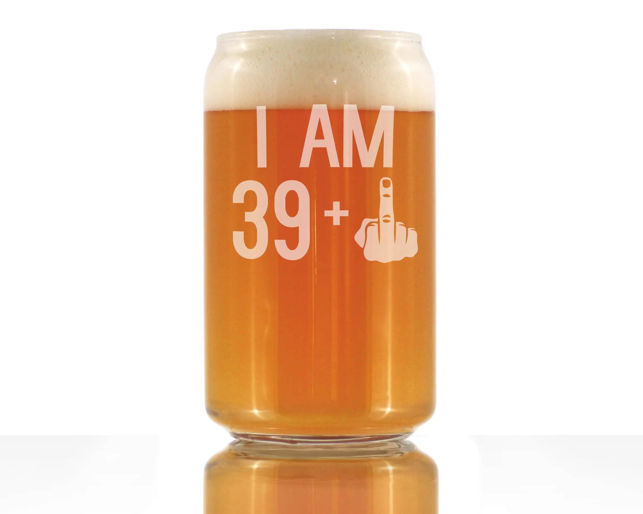 40th Birthday Gifts - 39 Middle Finger Beer Can Pint Glass Bevvee