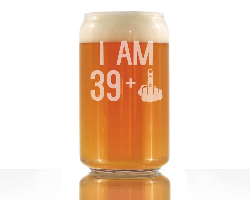 40th Birthday Gifts - 39 Middle Finger Beer Can Pint Glass Bevvee