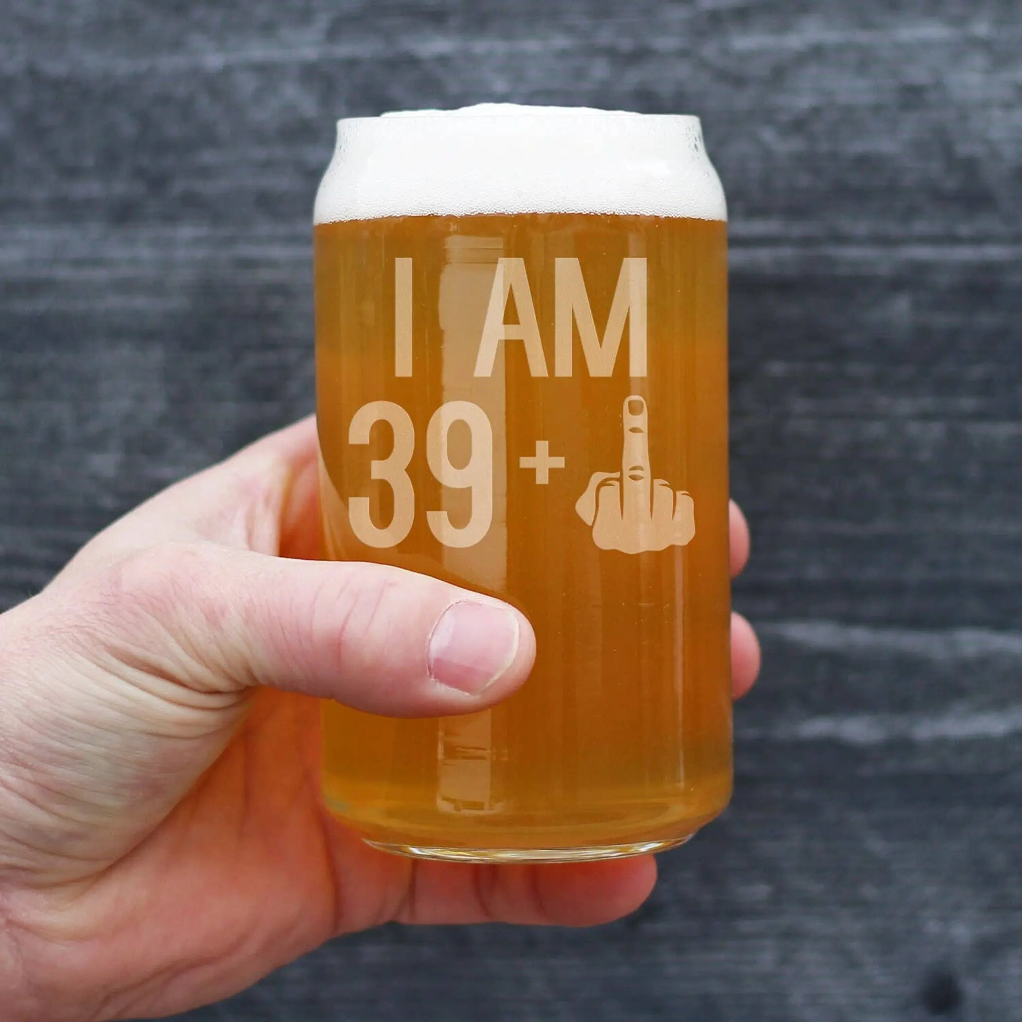 40th Birthday Gifts - 39 Middle Finger Beer Can Pint Glass Bevvee