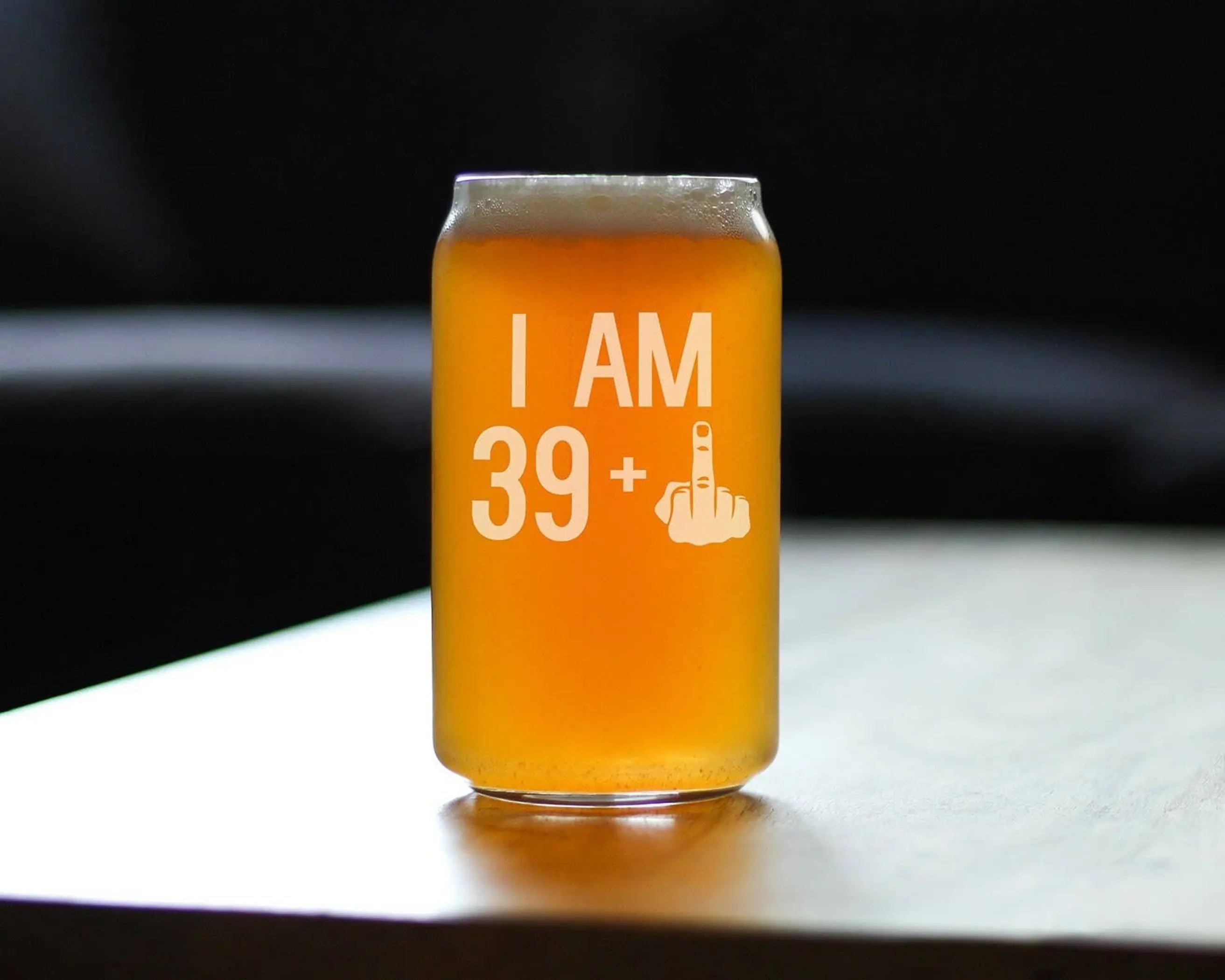 40th Birthday Gifts - 39 Middle Finger Beer Can Pint Glass Bevvee
