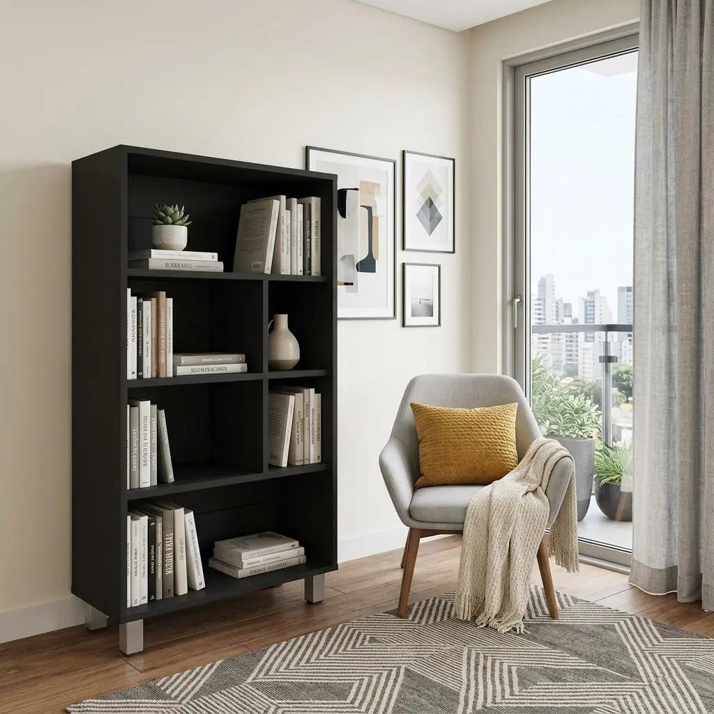41" Black Wood Four Tier Bookcase Homeroots Office
