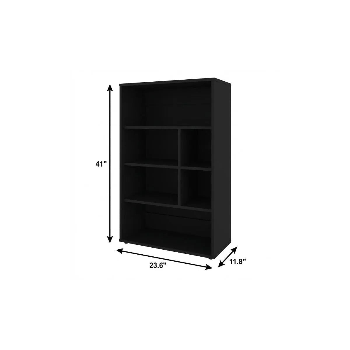 41" Black Wood Four Tier Bookcase Homeroots Office