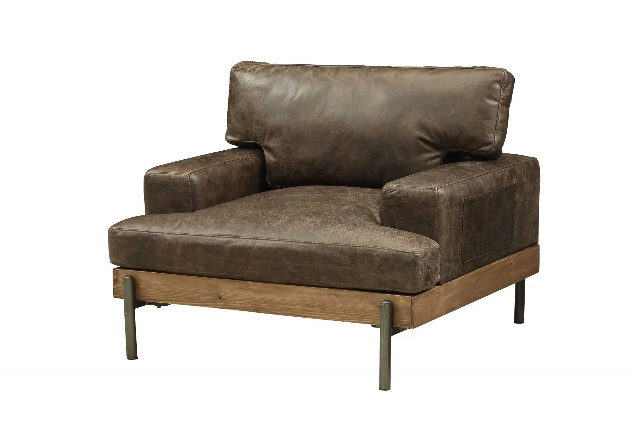 41" Chocolate and Gray Faux Leather Chair and a Half Homeroots Living Room