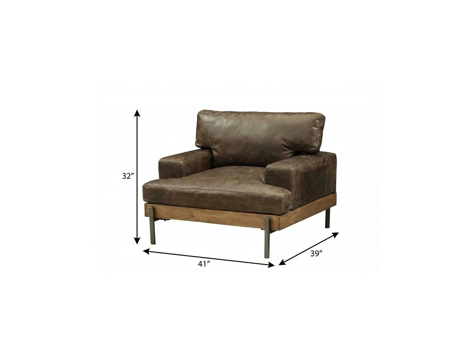41" Chocolate and Gray Faux Leather Chair and a Half Homeroots Living Room