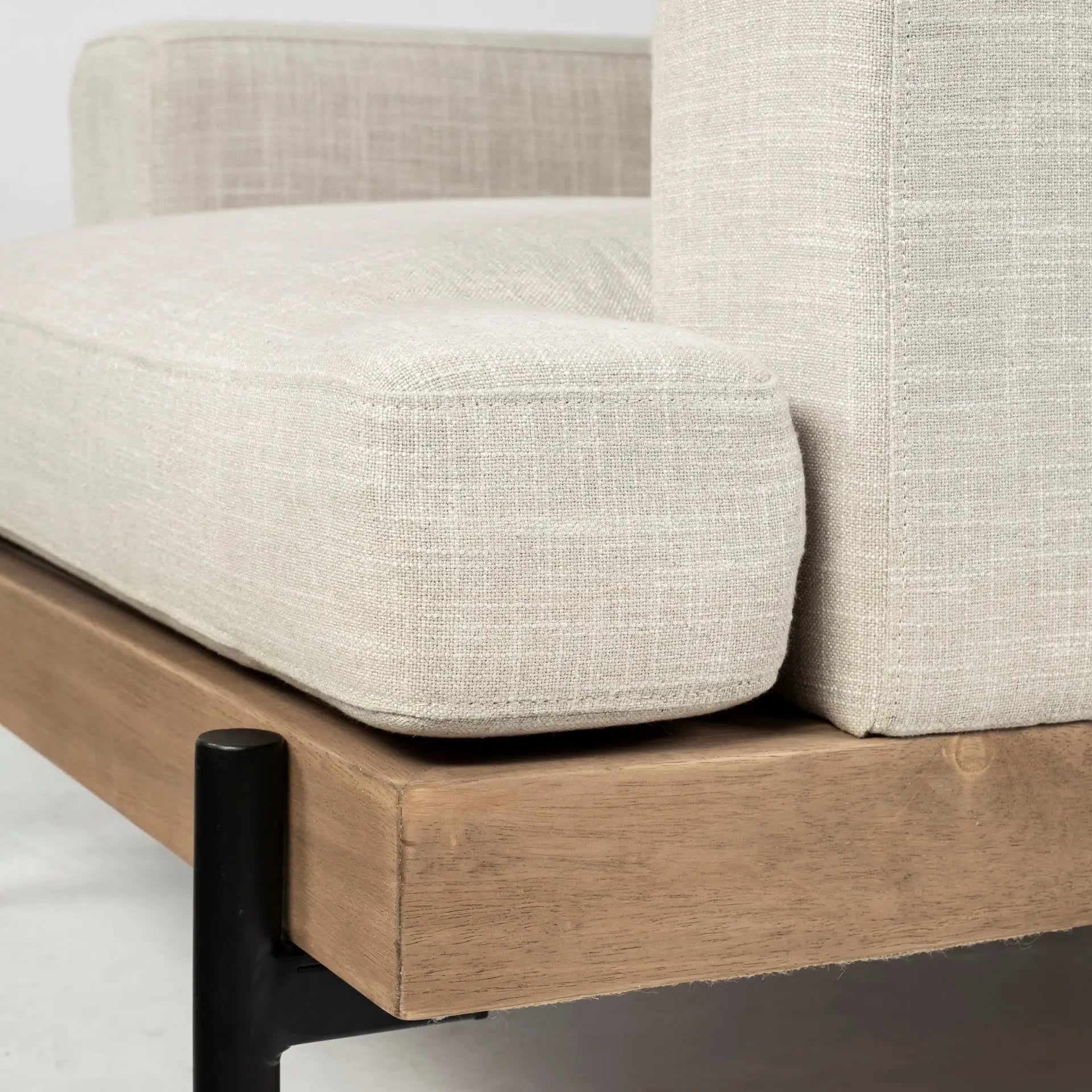 41" Cream and Black Fabric Arm Chair Homeroots Living Room