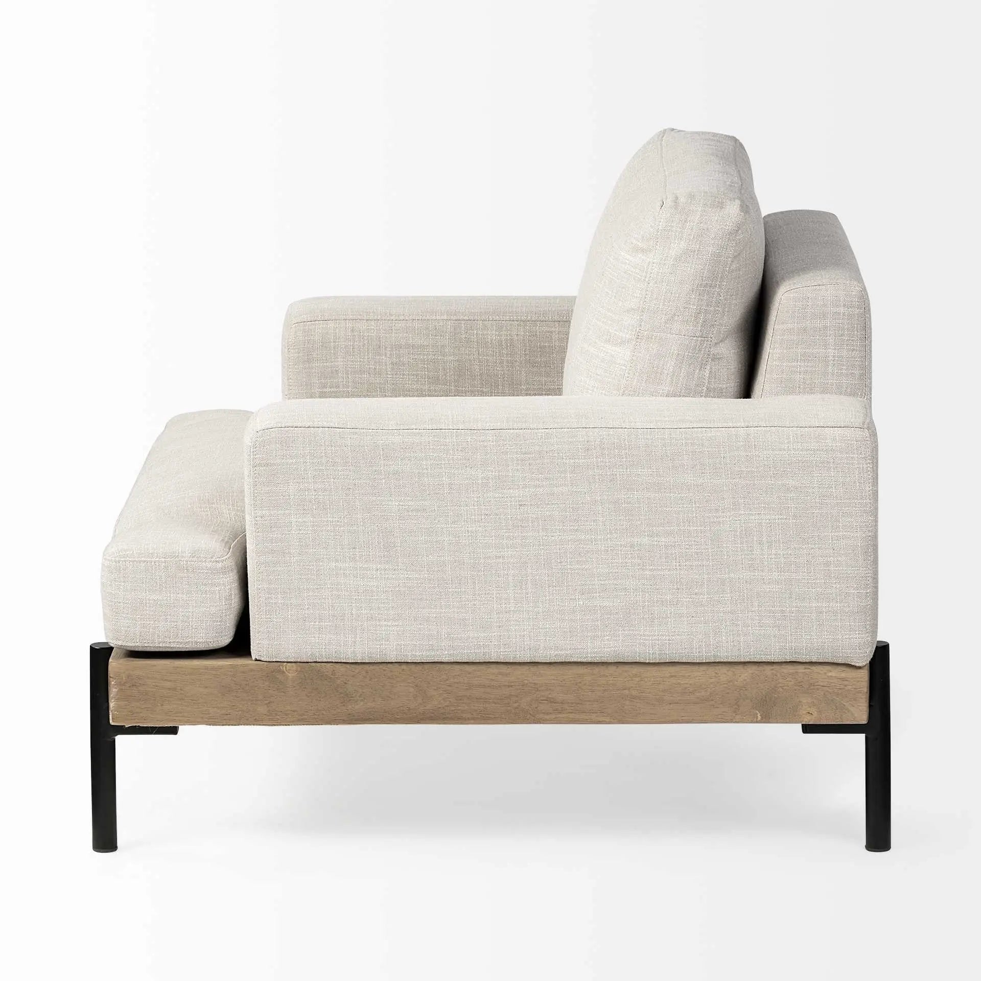 41" Cream and Black Fabric Arm Chair Homeroots Living Room