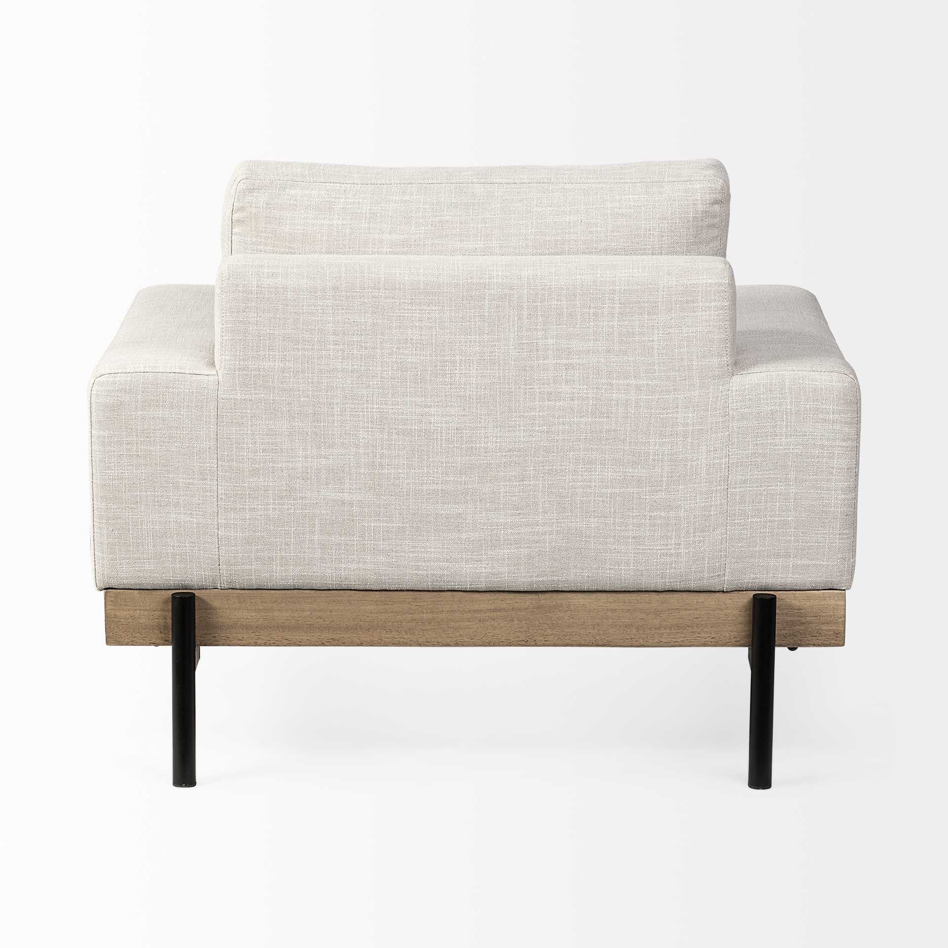 41" Cream and Black Fabric Arm Chair Homeroots Living Room