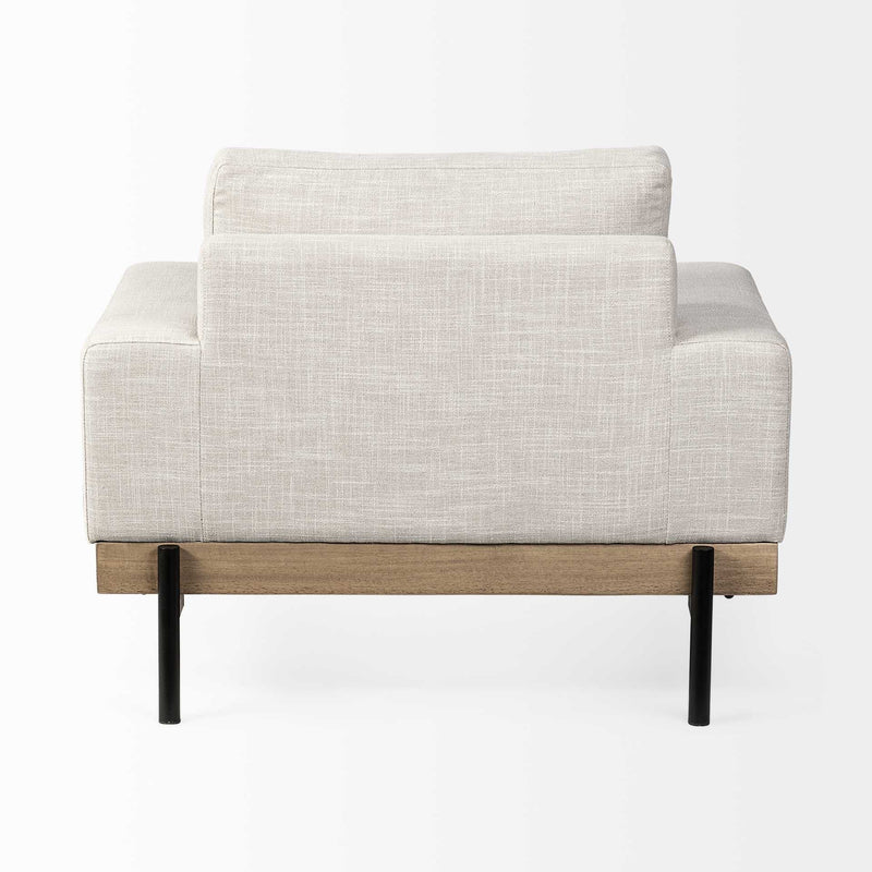 41" Cream and Black Fabric Arm Chair Homeroots Living Room