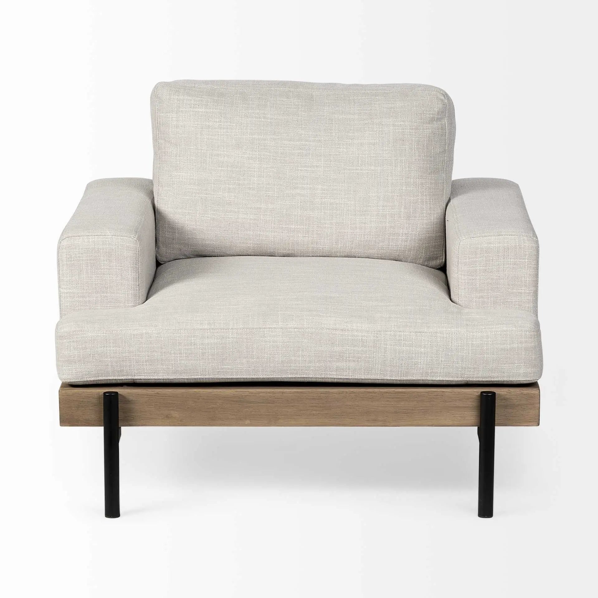 41" Cream and Black Fabric Arm Chair Homeroots Living Room