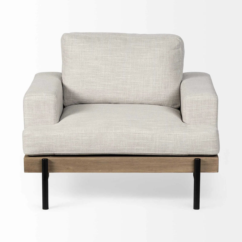 41" Cream and Black Fabric Arm Chair Homeroots Living Room