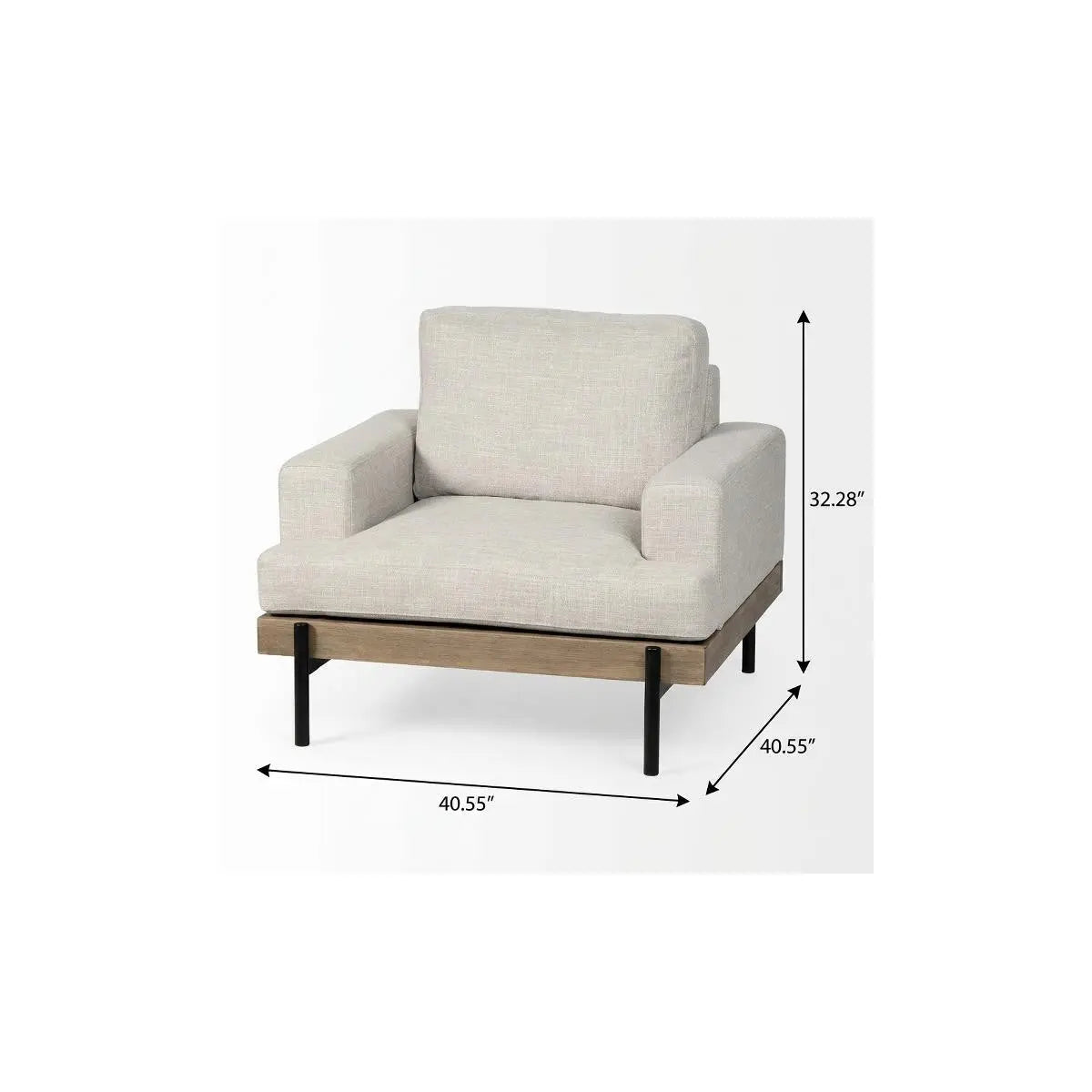 41" Cream and Black Fabric Arm Chair Homeroots Living Room