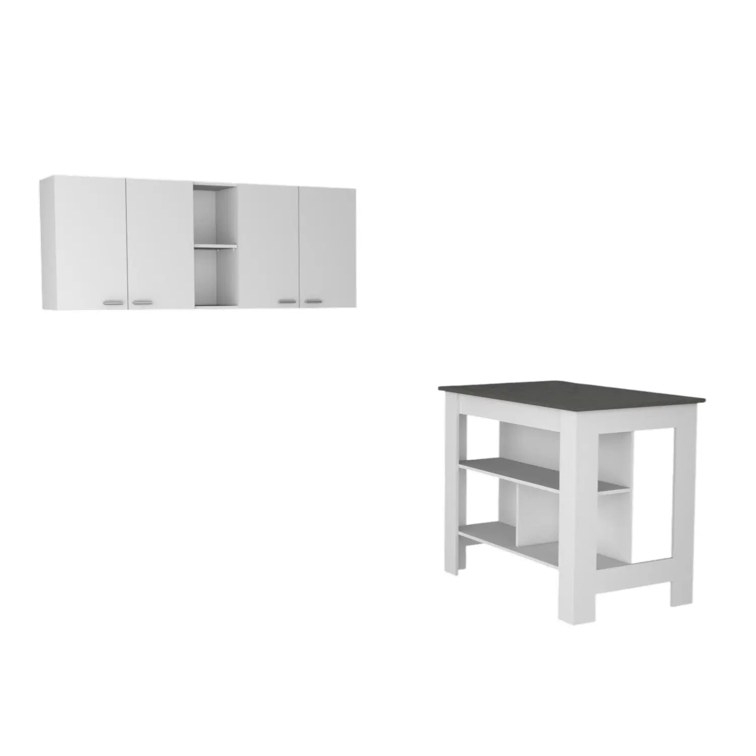 41" Dark Brown and White Wood Kitchen Island Set With Storage Homeroots Kitchen & Dining