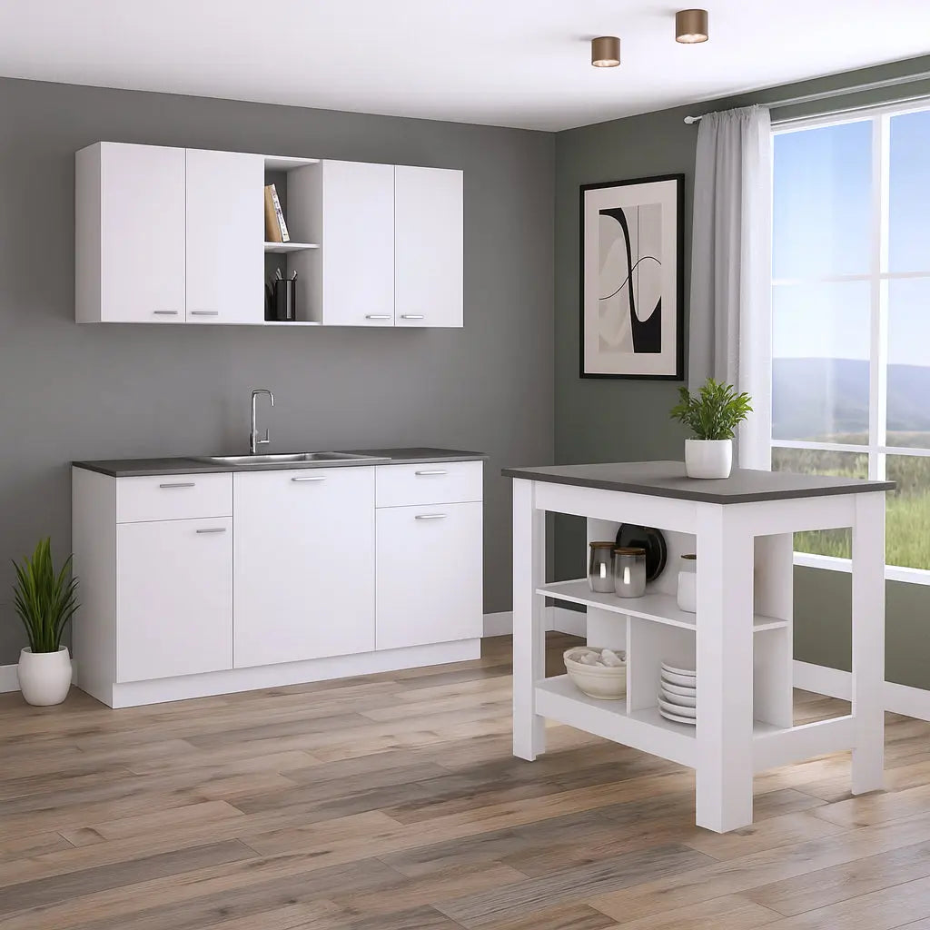 41" Dark Brown and White Wood Kitchen Island Set With Storage Homeroots Kitchen & Dining