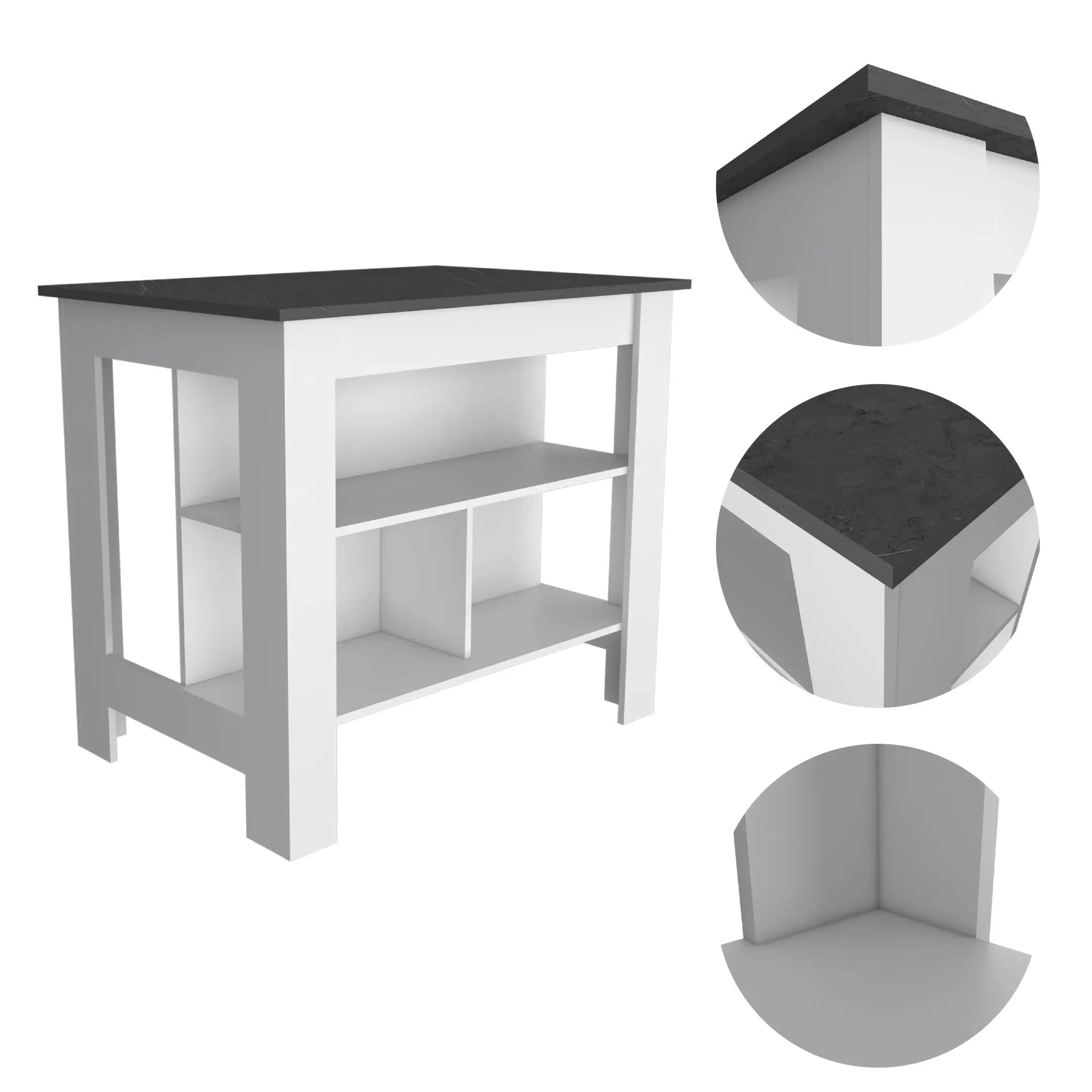 41" Dark Brown and White Wood Kitchen Island Set With Storage Homeroots Kitchen & Dining