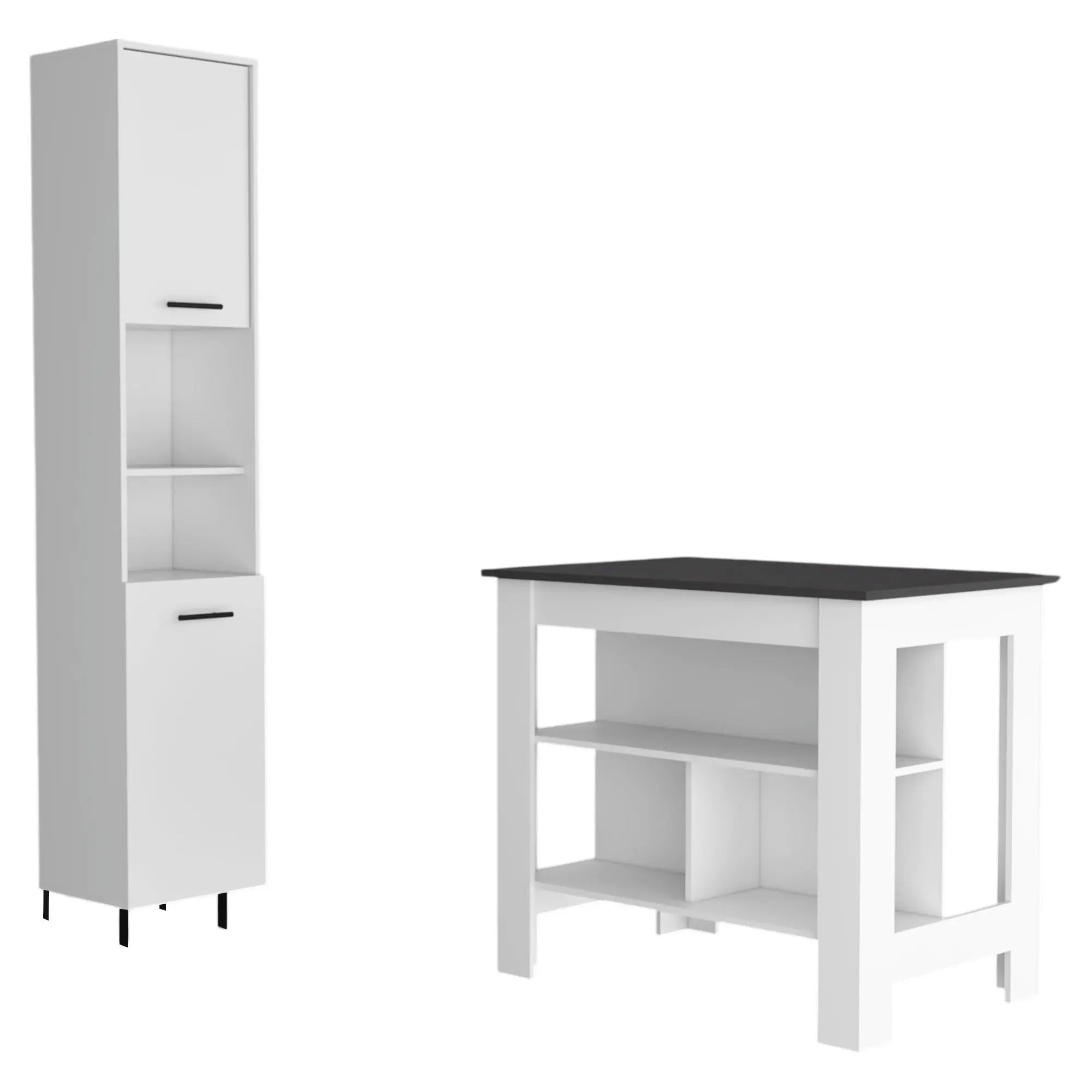 41" Dark Brown and White Wood Kitchen Island Set With Storage Homeroots Kitchen & Dining