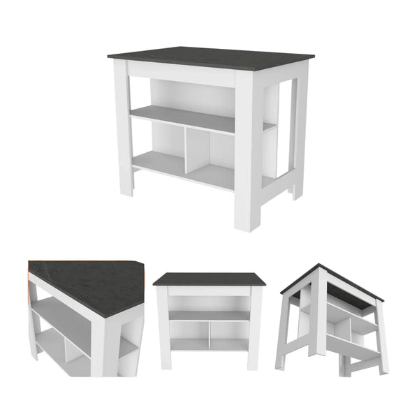 41" Dark Gray and White Wood Kitchen Island Set With Storage Homeroots Kitchen & Dining