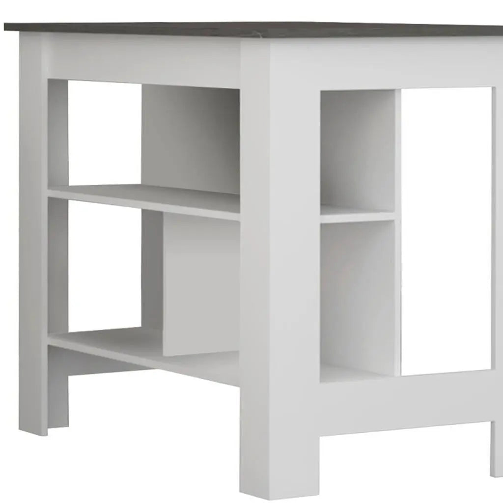 41" Dark Gray and White Wood Kitchen Island Set With Storage Homeroots Kitchen & Dining