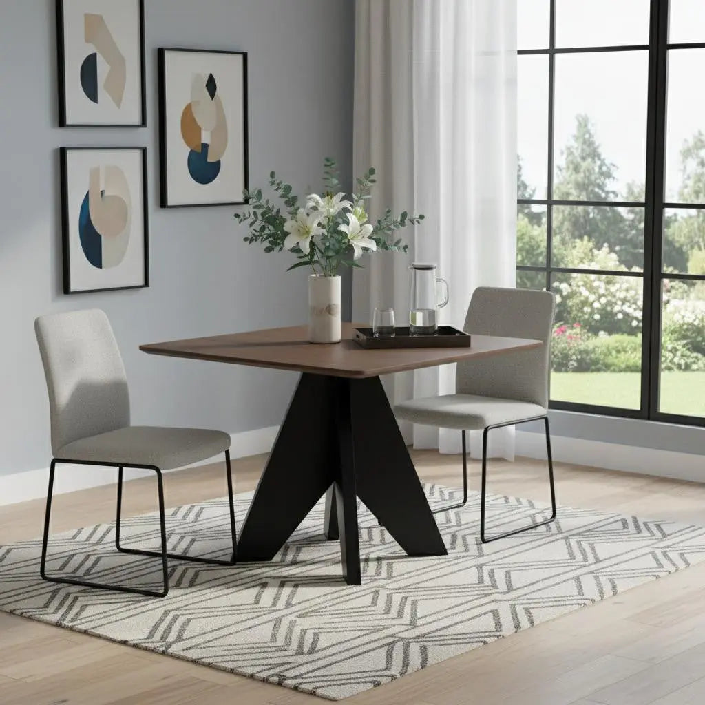41" Espresso Wood Pedestal Base Square Dining Table Homeroots Kitchen & Dining
