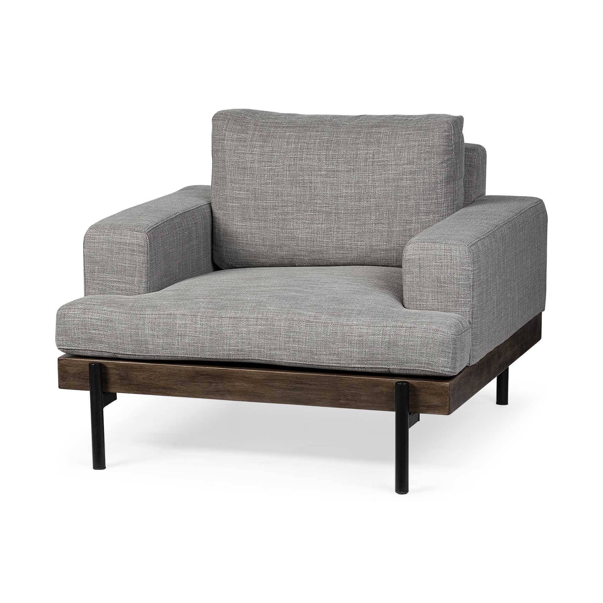 41" Gray and Black Fabric Club Chair Homeroots Living Room