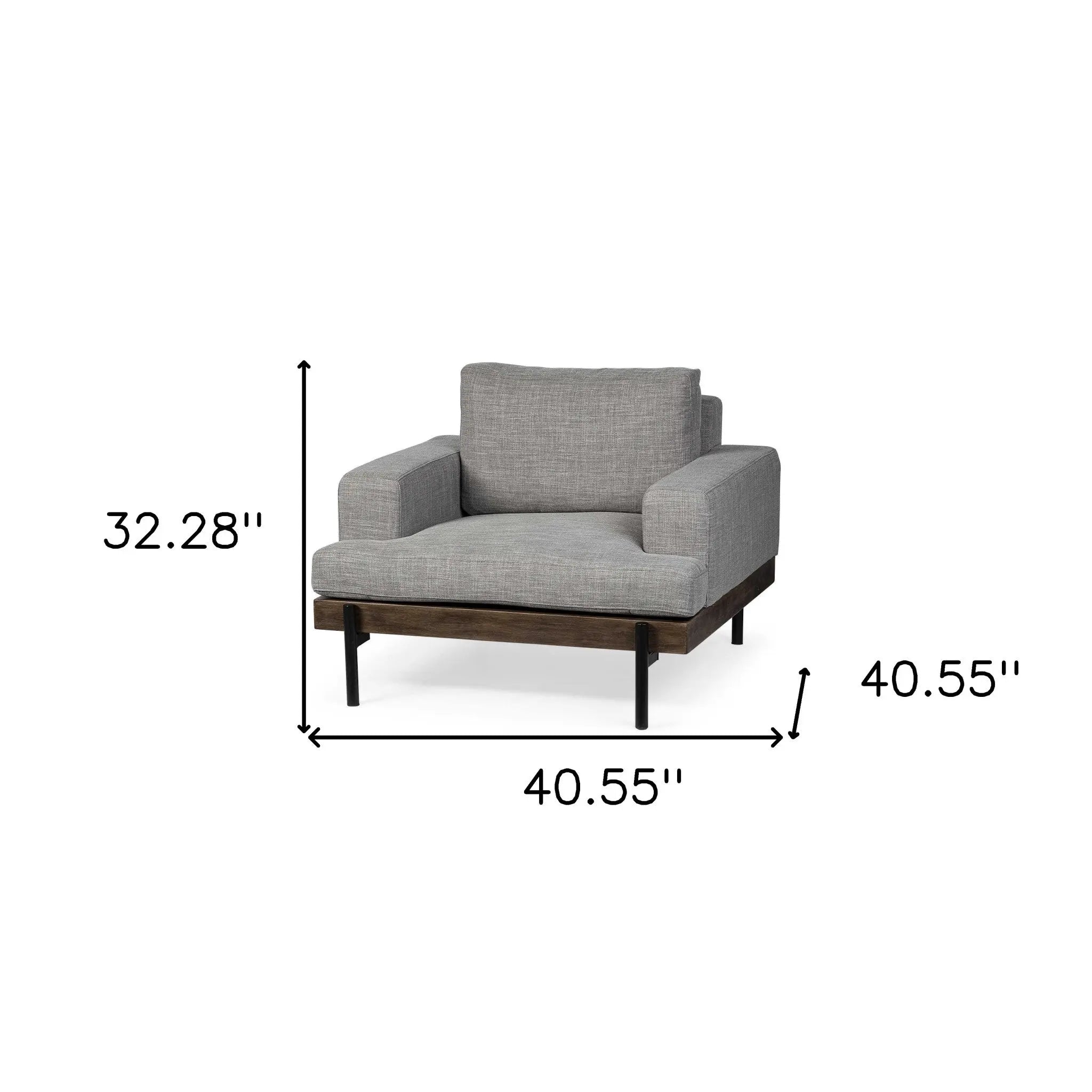 41" Gray and Black Fabric Club Chair Homeroots Living Room