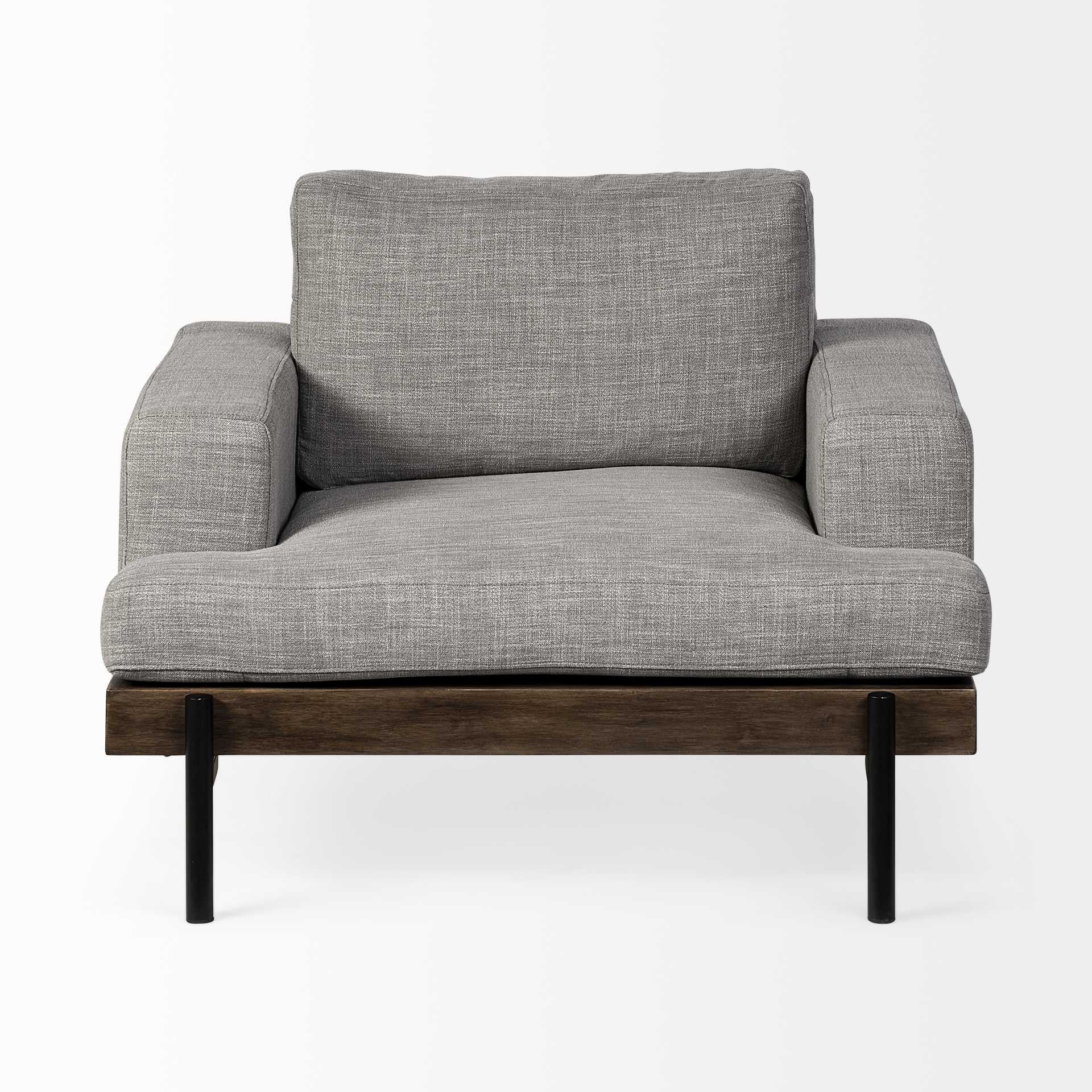 41" Gray and Black Fabric Club Chair Homeroots Living Room