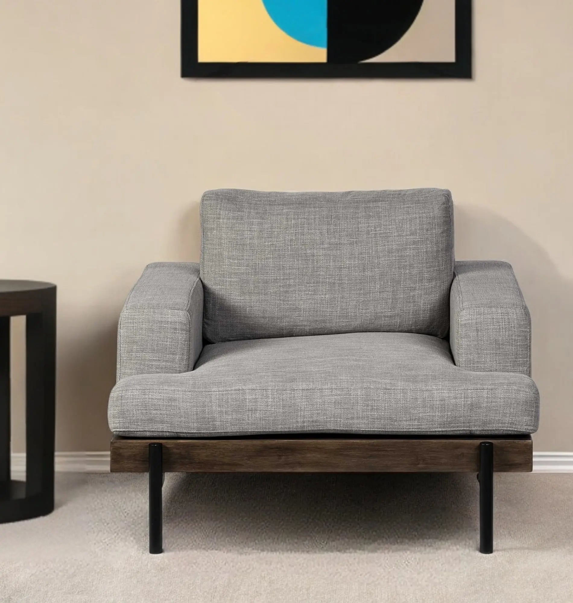 41" Gray and Black Fabric Club Chair Homeroots Living Room