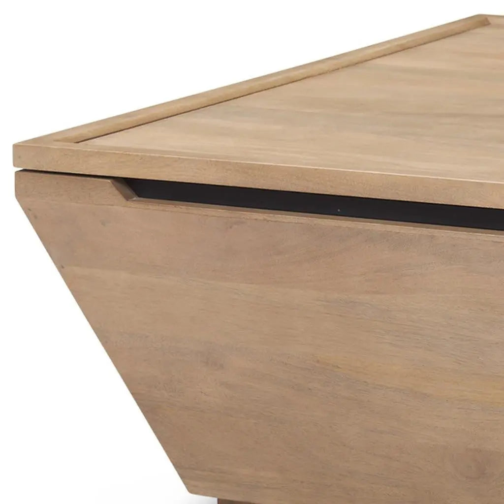 41" Gray and Brown Solid Wood Square Lift Top Solid Coffee Table Homeroots Living Room