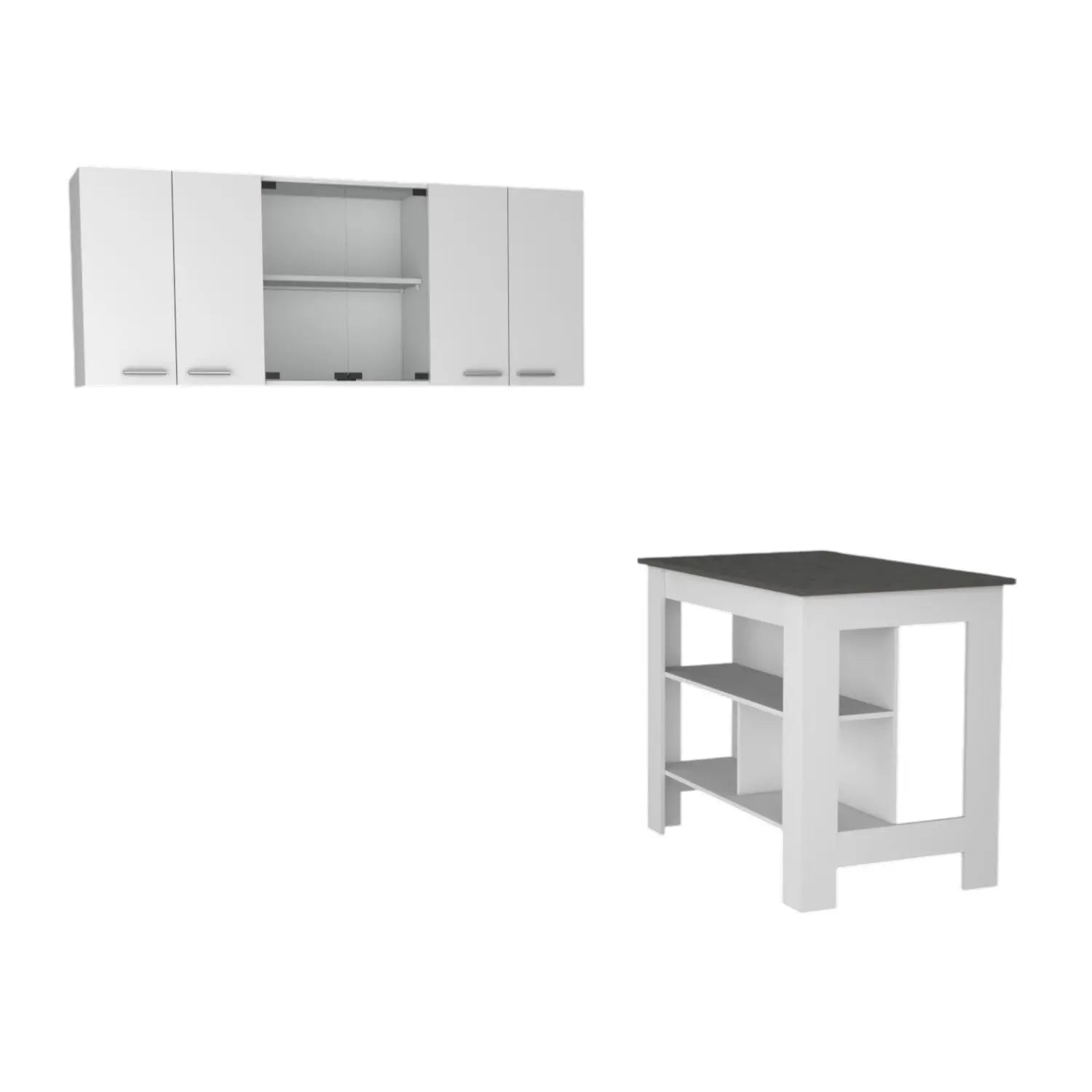 41" Gray and White Wood Kitchen Island Set With Storage Homeroots Kitchen & Dining