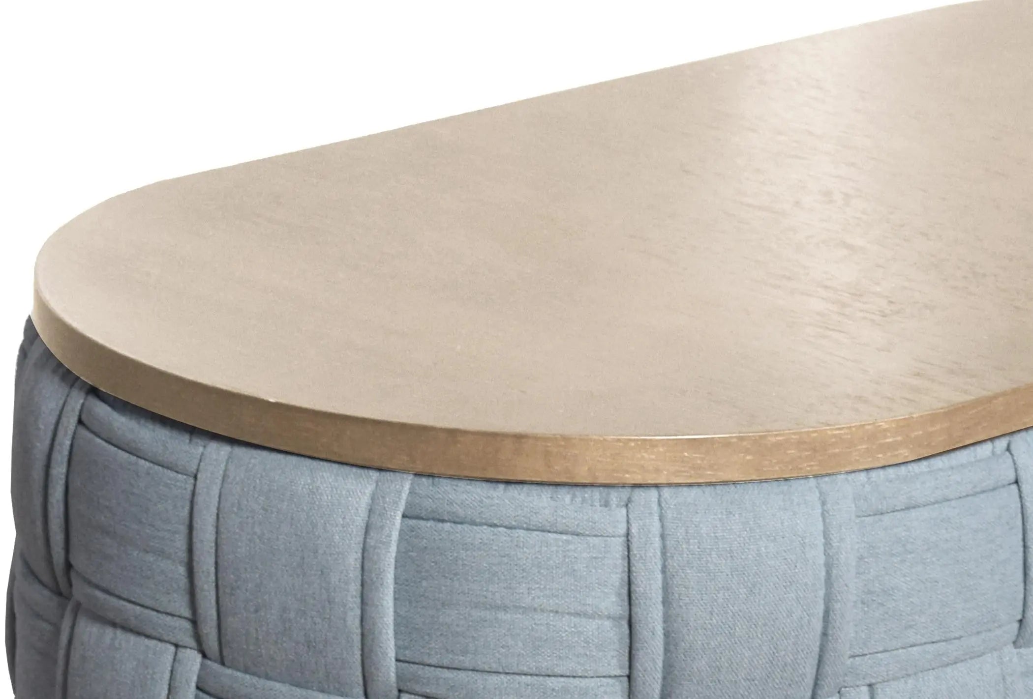 41" Natural and Blue Wood And Woven Fabric Oval Coffee Table Homeroots Living Room
