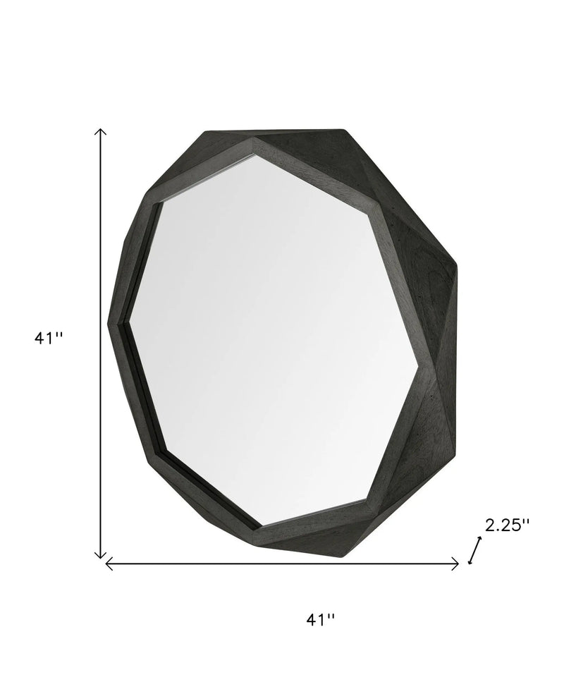41" Octagon Black Wood Frame Wall Mirror Homeroots Bed & Bath