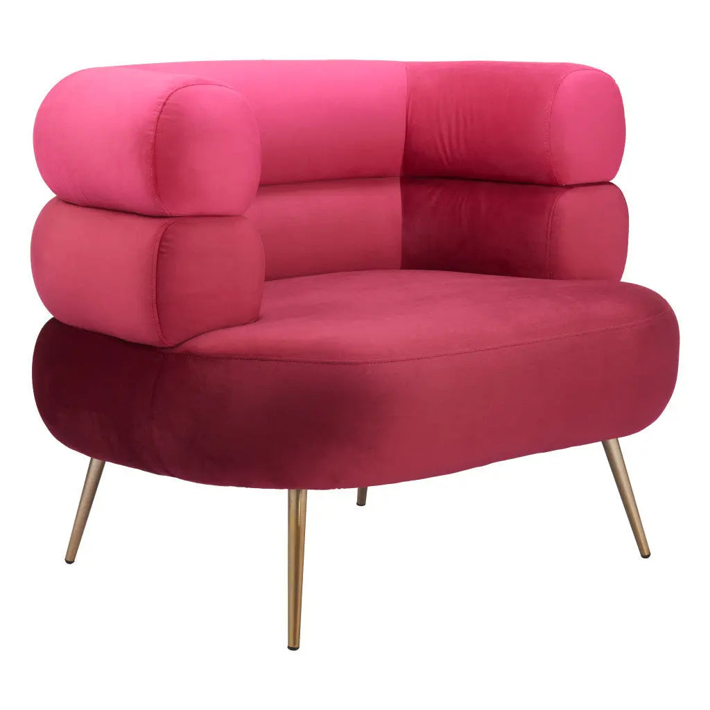 41" Red And Gold Velvet And Upholstered Arm Chair Homeroots Living Room