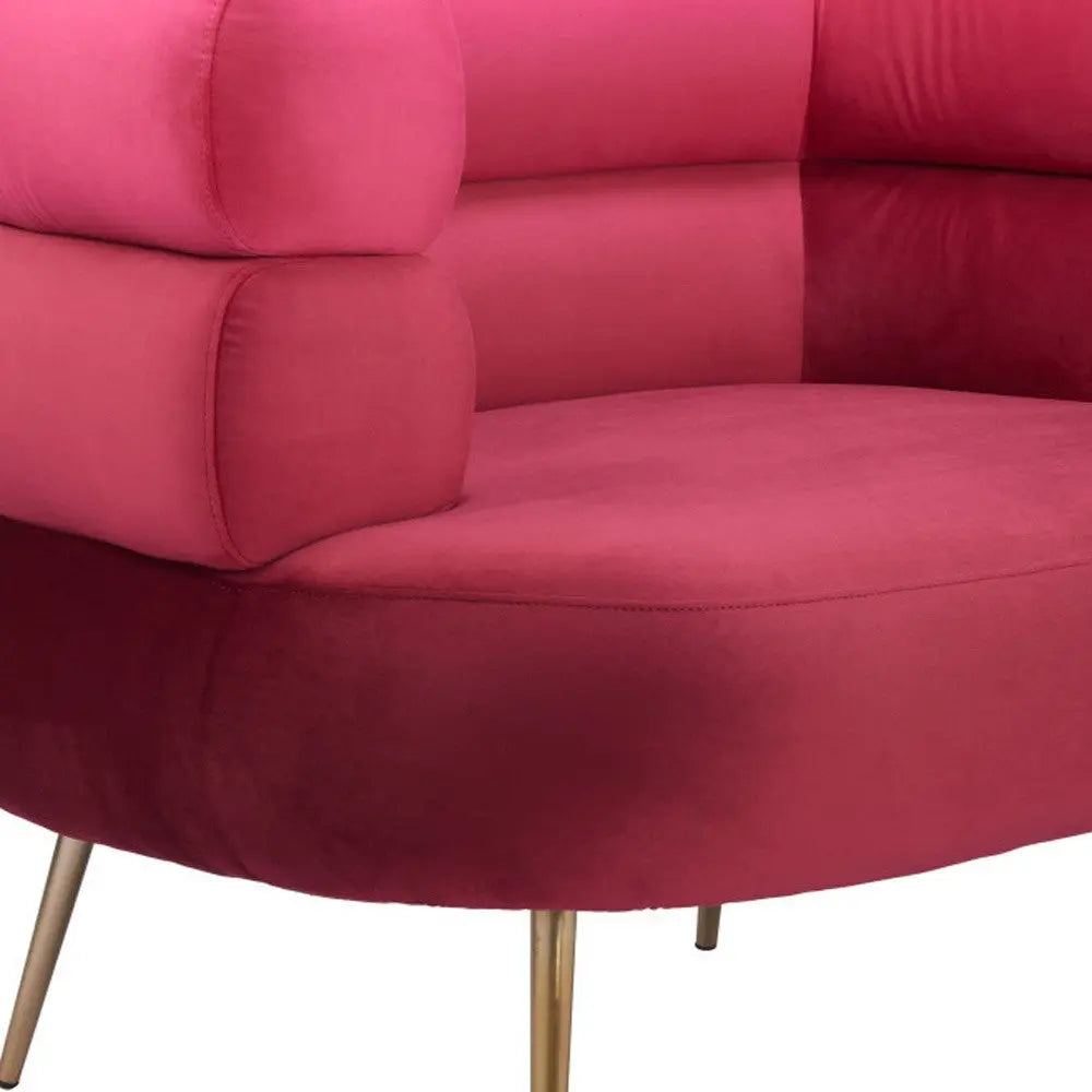 41" Red And Gold Velvet And Upholstered Arm Chair Homeroots Living Room