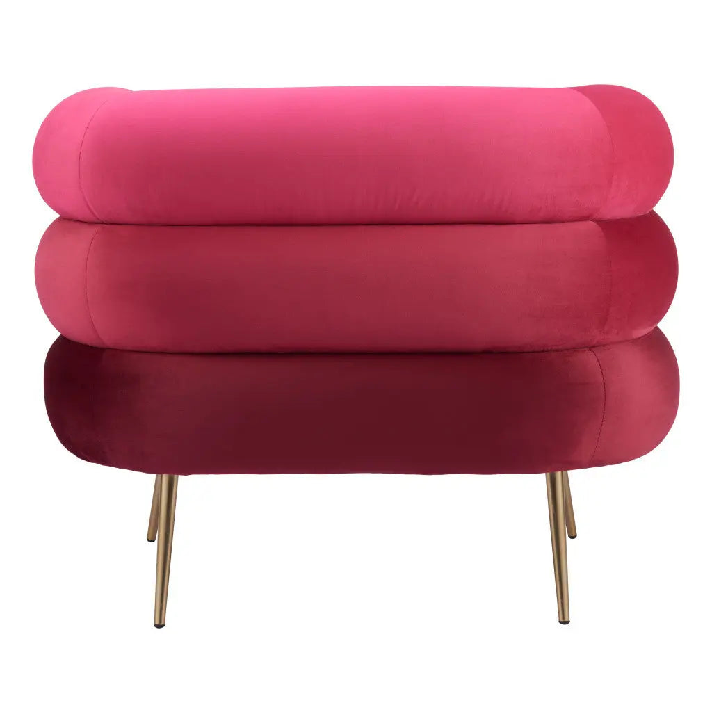 41" Red And Gold Velvet And Upholstered Arm Chair Homeroots Living Room