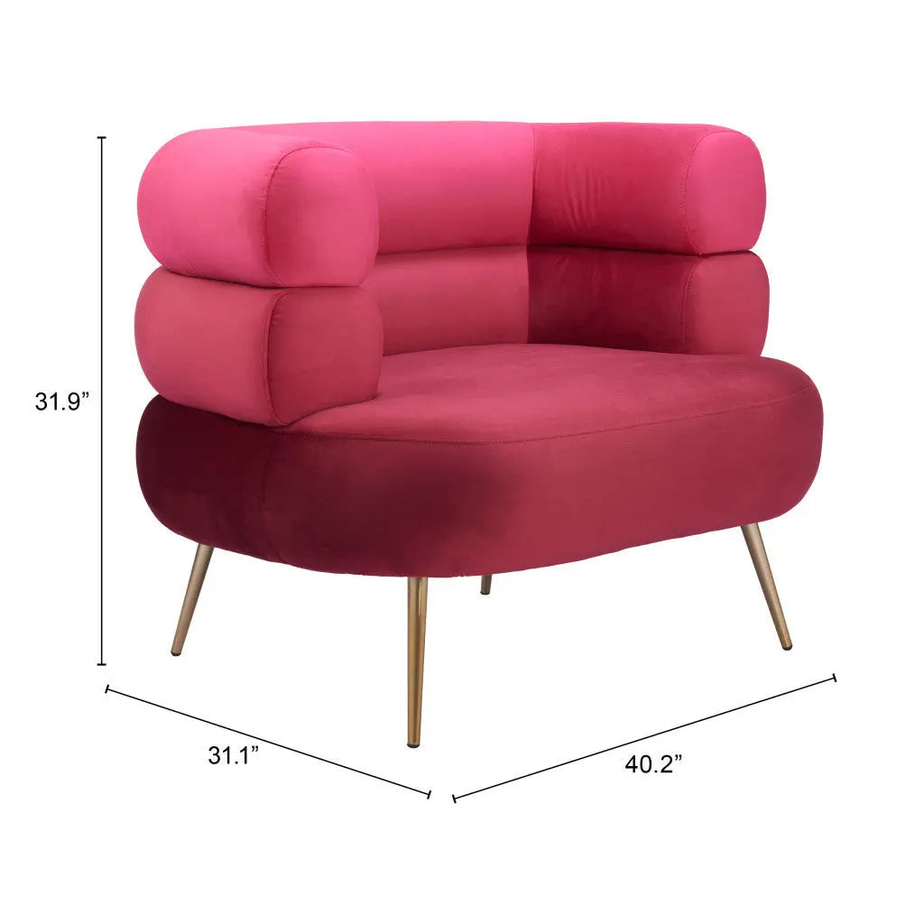 41" Red And Gold Velvet And Upholstered Arm Chair Homeroots Living Room